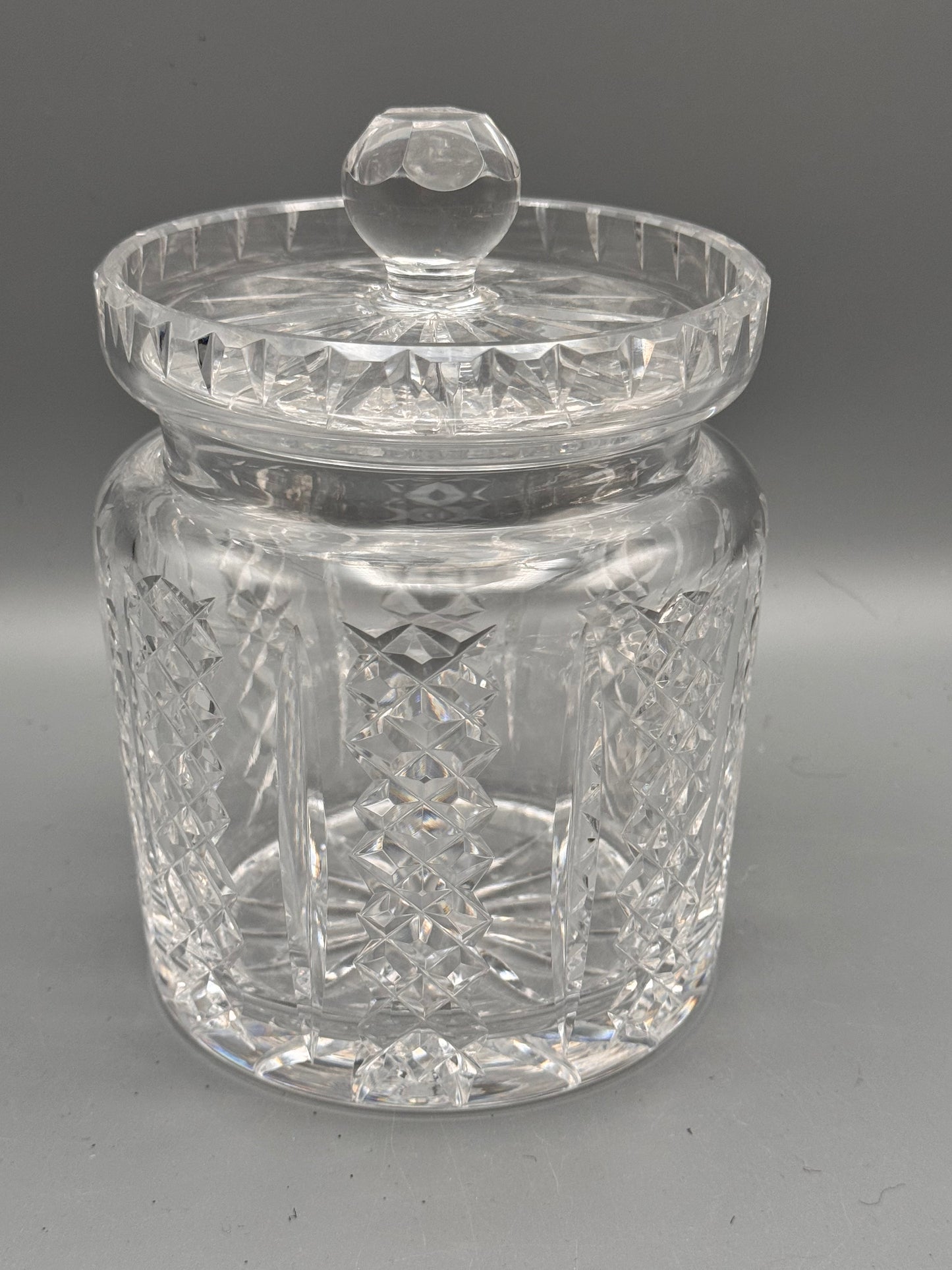 Waterford Crystal Biscuit Jar Lidded Cut Crystal Cookie Jar 7.5”