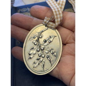 Sterling Silver Ornament Towle 1979 Holly Deck The Halls Christmas 2.5” x 1.75”