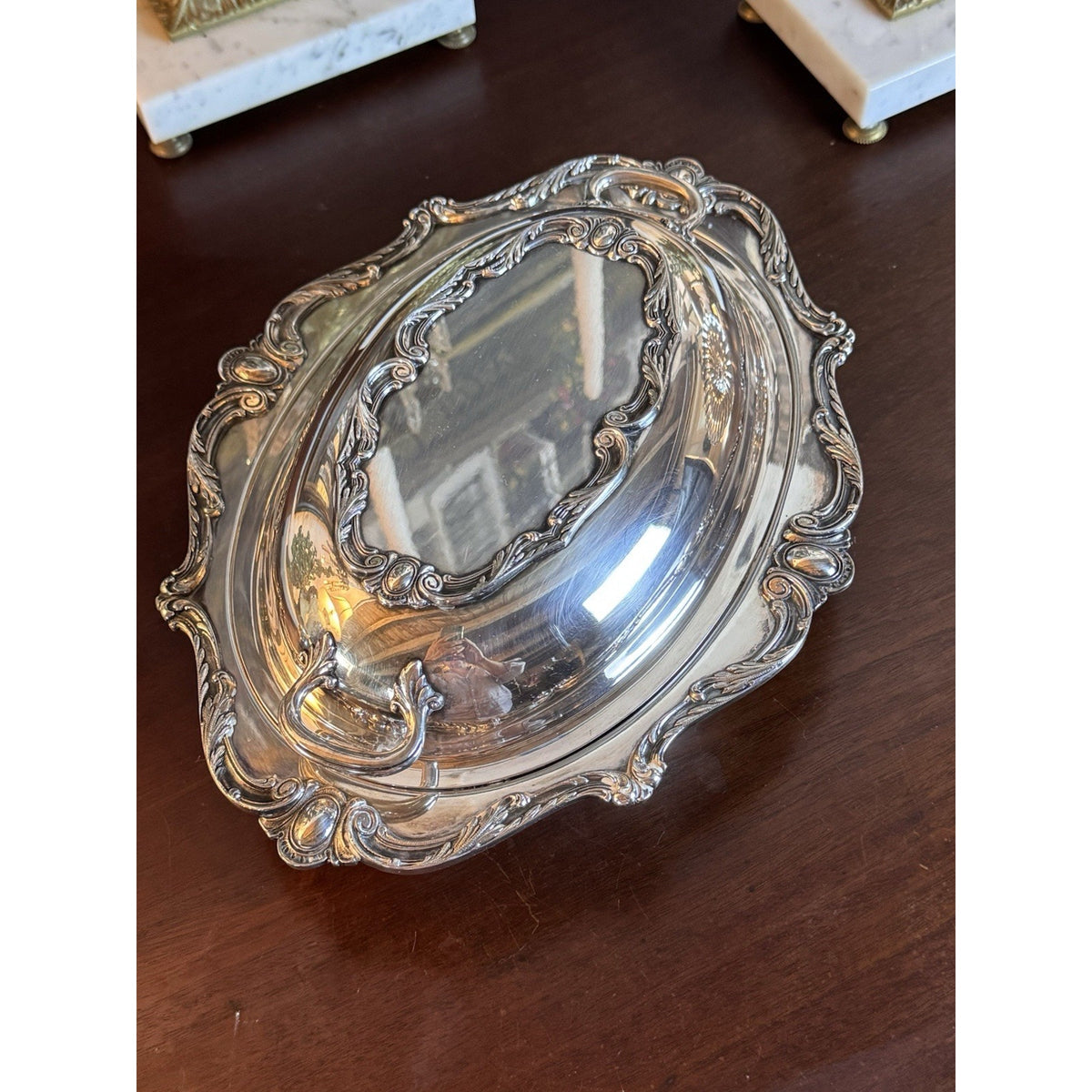 Silverplate Covered Vegetable Dish Wilcox Ornate Convertible Server 12” Antique