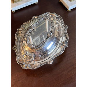 Silverplate Covered Vegetable Dish Wilcox Ornate Convertible Server 12” Antique