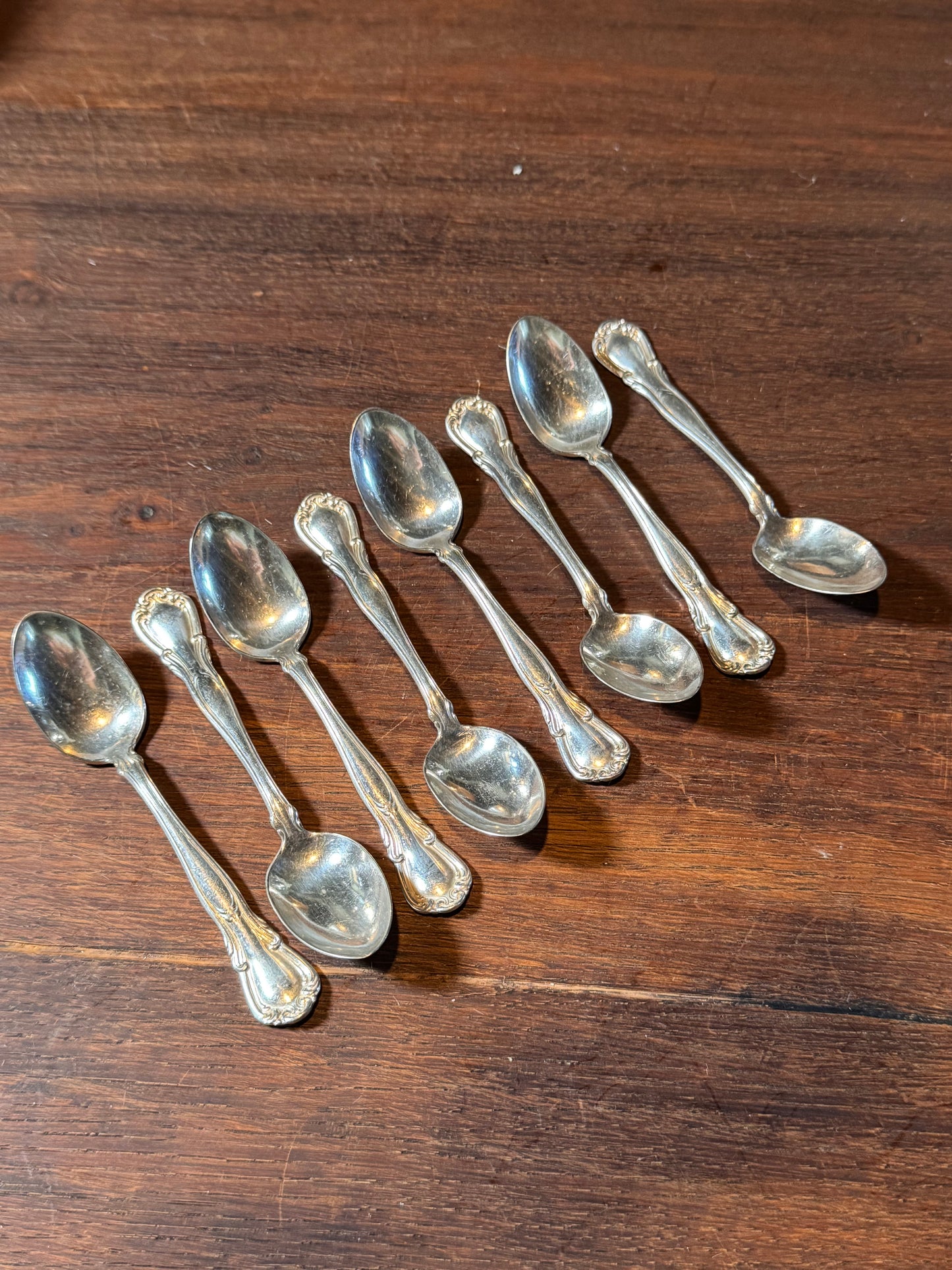 Silver Plate Demitasse Spoons Set 8 Wheatley Brothers 4.5” Antique