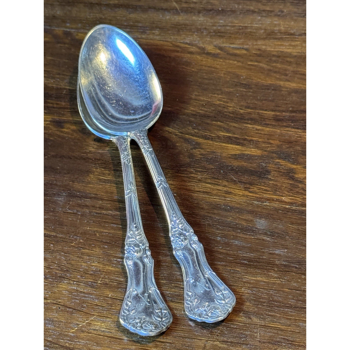 Silverplate Serving Spoons Rockford Silver Plate Co Rose Pair Monogram N 8”