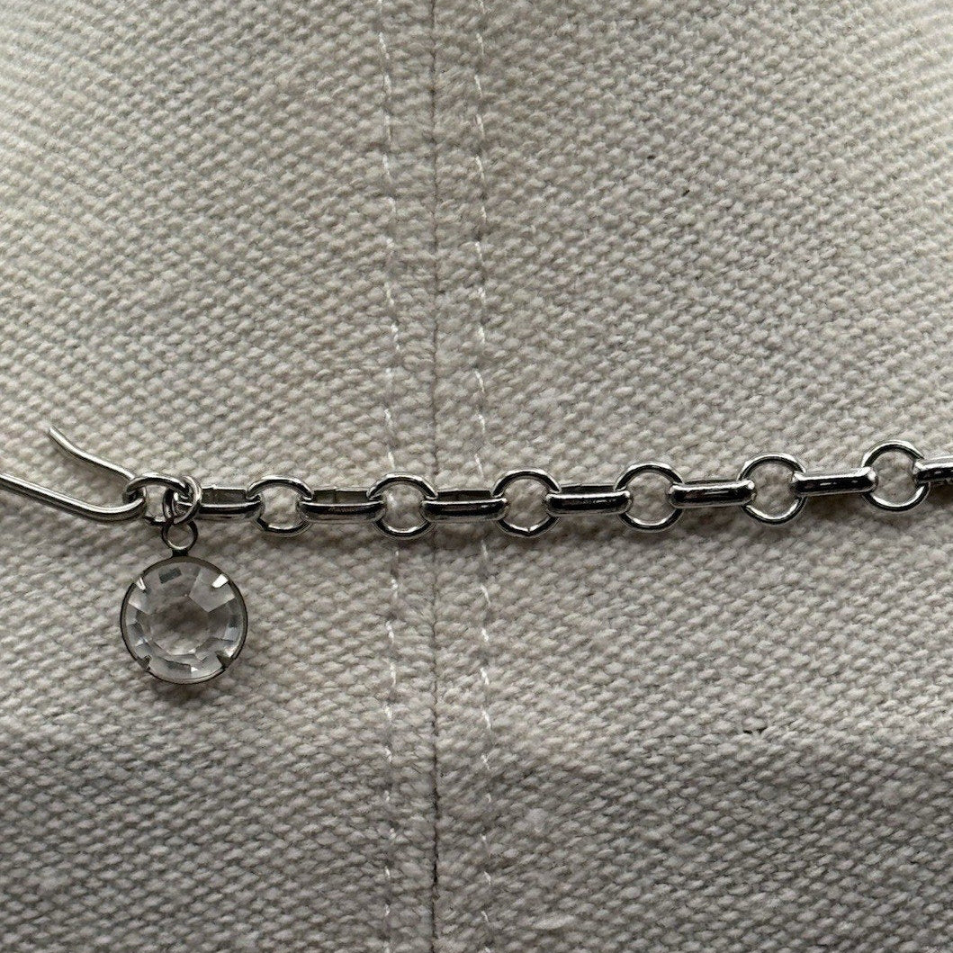 Vintage Necklace Green & Clear Rhinestone Art Deco Style 16.5” Choker