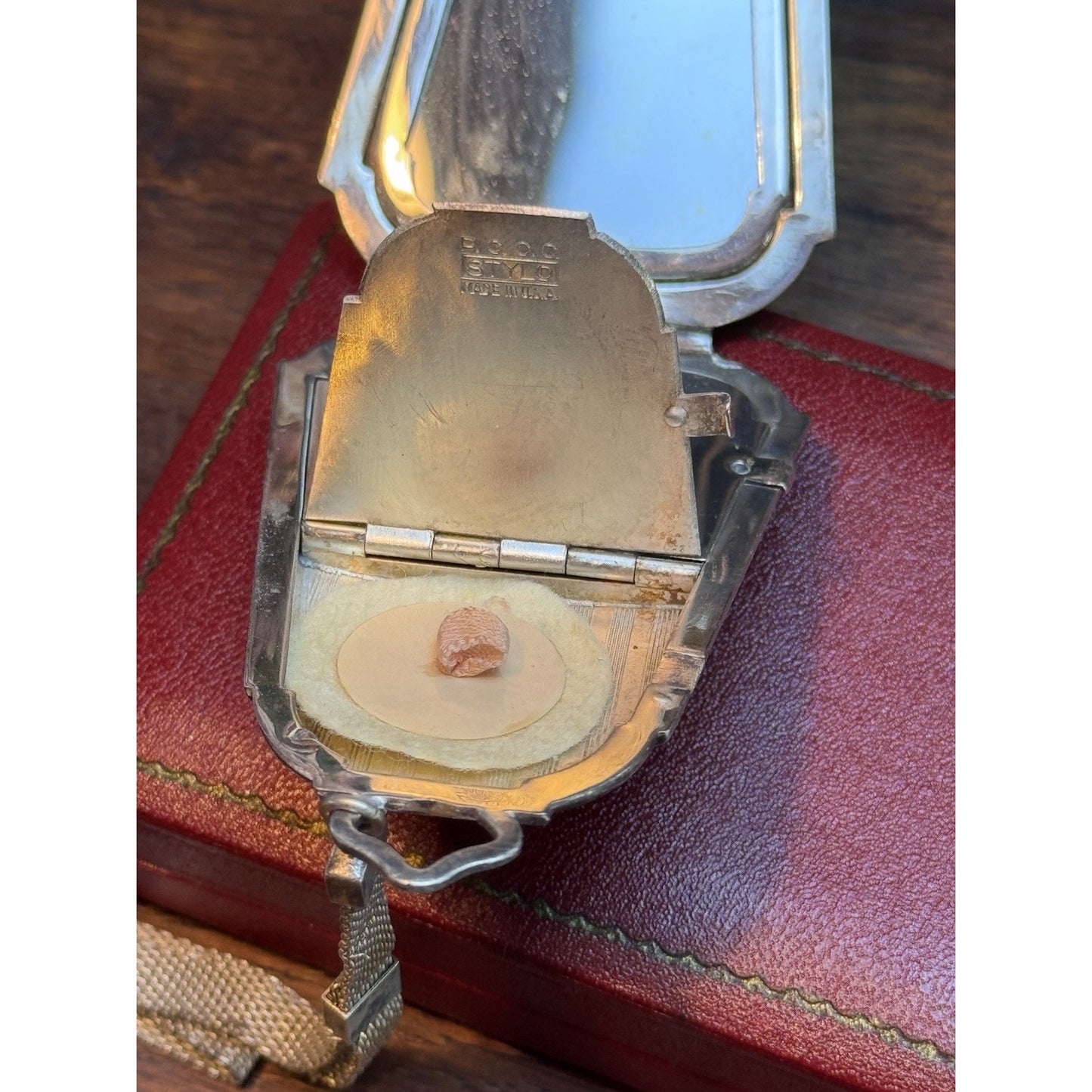 Vintage Art Deco Silverplate Compact Wristlet Mirror No Monogram 1920-30