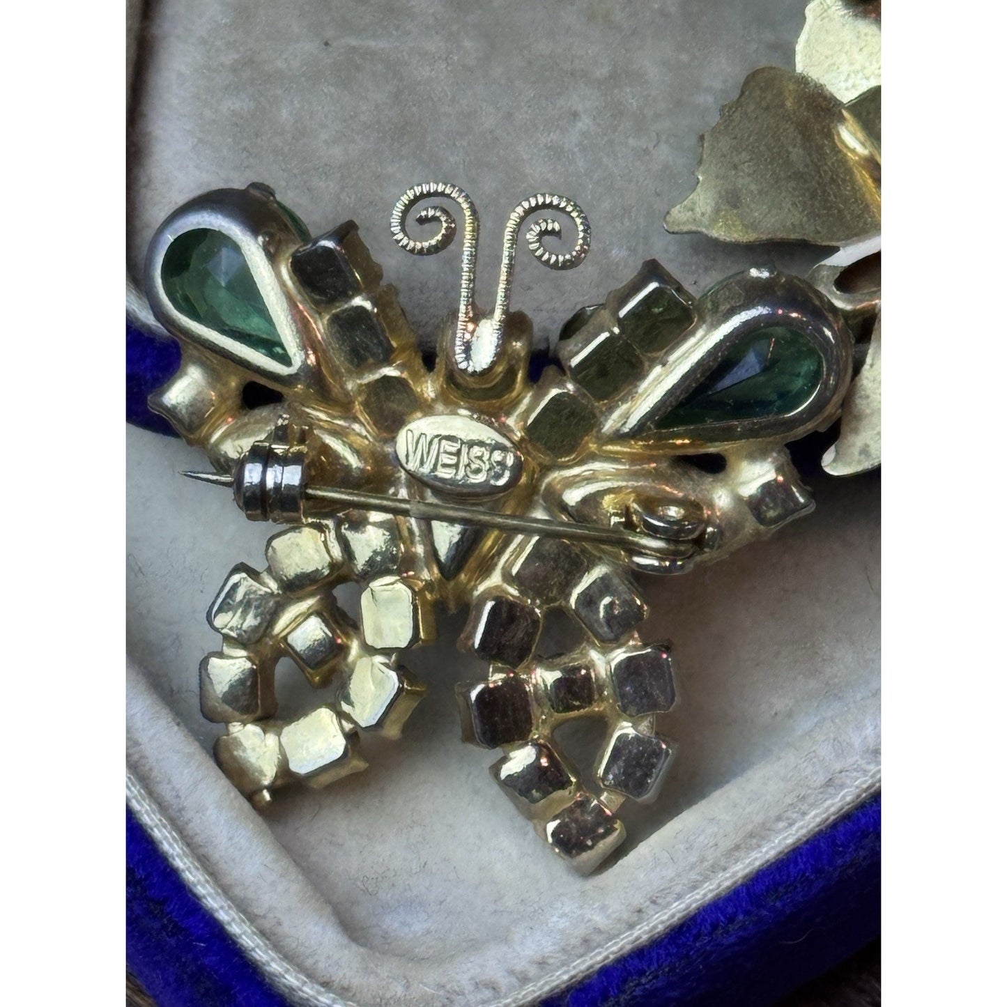 Butterfly Brooch Pair Weiss Rhinestone & Czech Hand Painted Enamel Moth WEAR‼️
