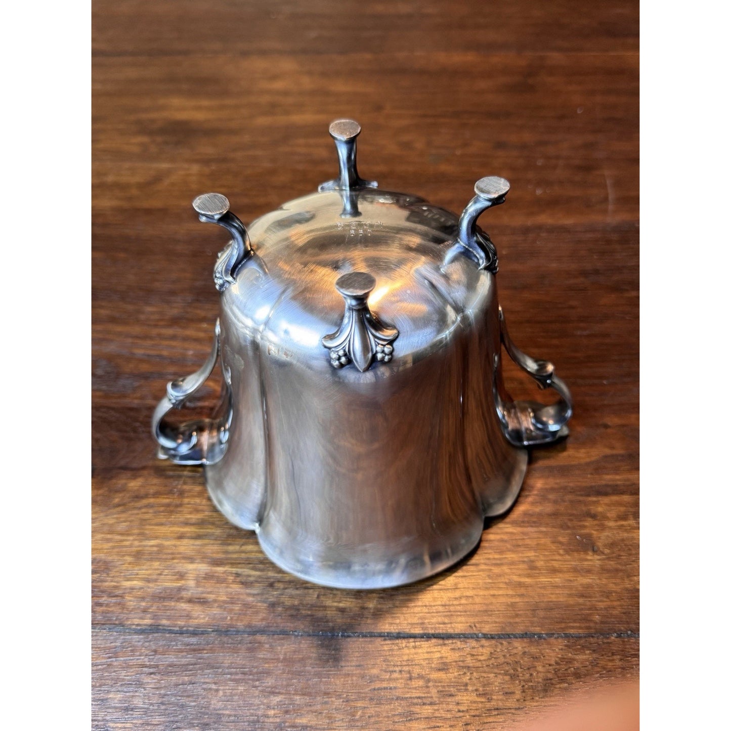Vintage Silverplate Ice Bucket Footed Floral 8.25”