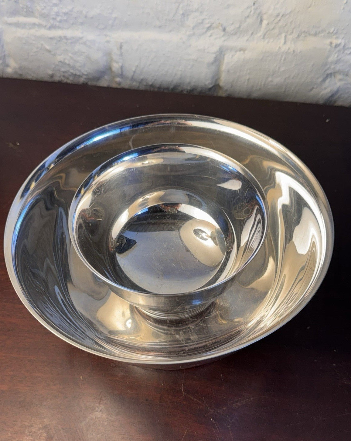Vintage Revere Bowls Set 2 Silverplate Footed Serving Bowls 8” 5” Nesting