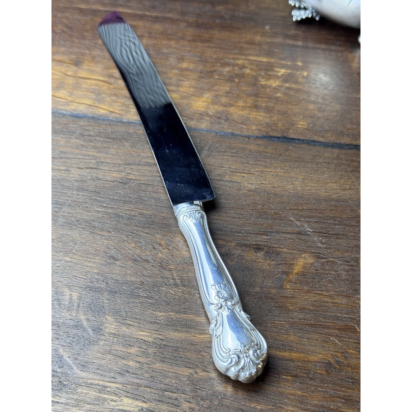 Vintage Sheffield Cake Pie Knife Sterling Handle Stainless Blade 12”