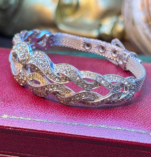 Vintage Silvertone Bracelet Beltstyle Buckle Design 6.25"