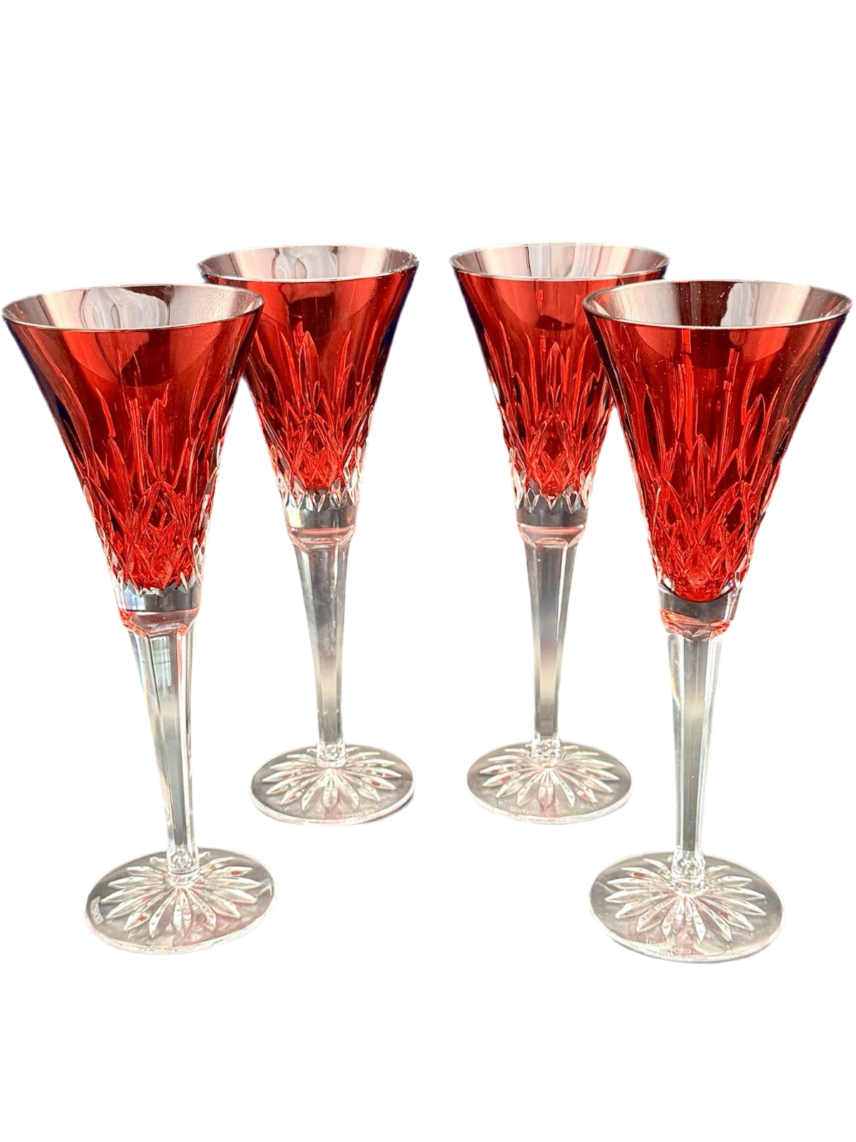 Waterford Lismore Crimson “Champagne” Flute (Set of 4) Crystal 9 1/4"H