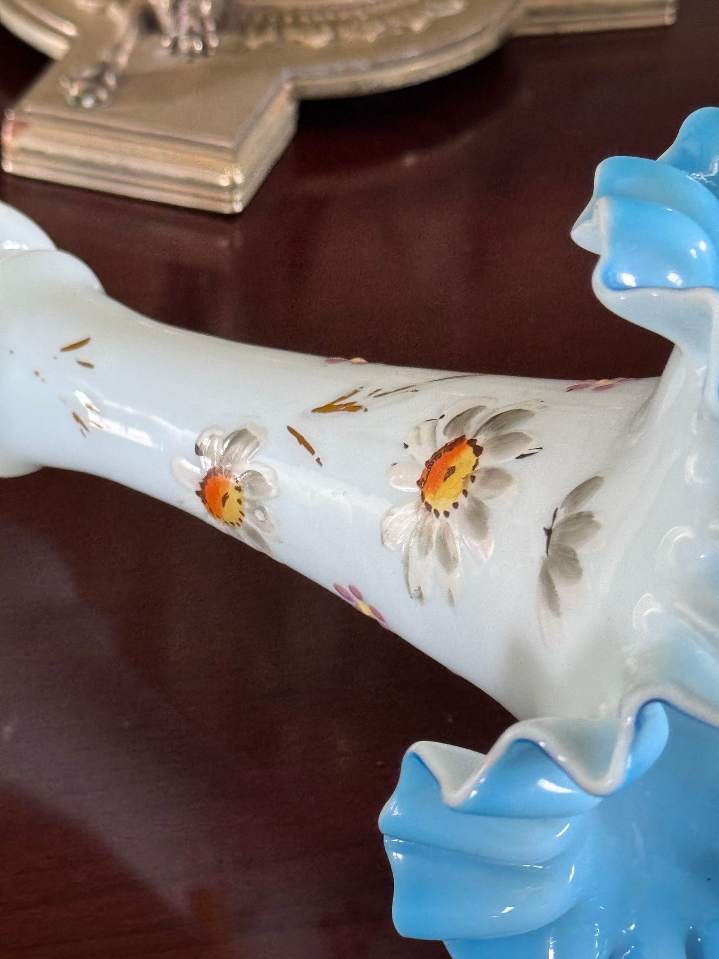 Antique Griffin Glass Epergne Vases Candlesticks Crystal Prisms Pair 18” RARE PAIR!!!