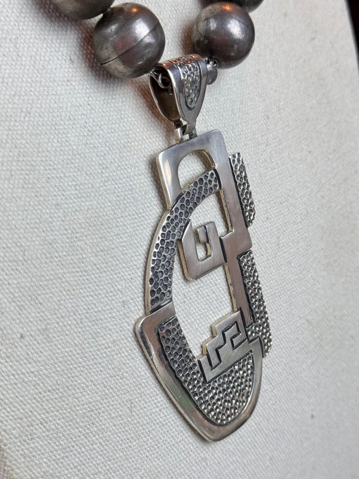 Vintage Sterling Silver Pendant Taxco Mexico TK-26 925 Modernist 50.7g 4”