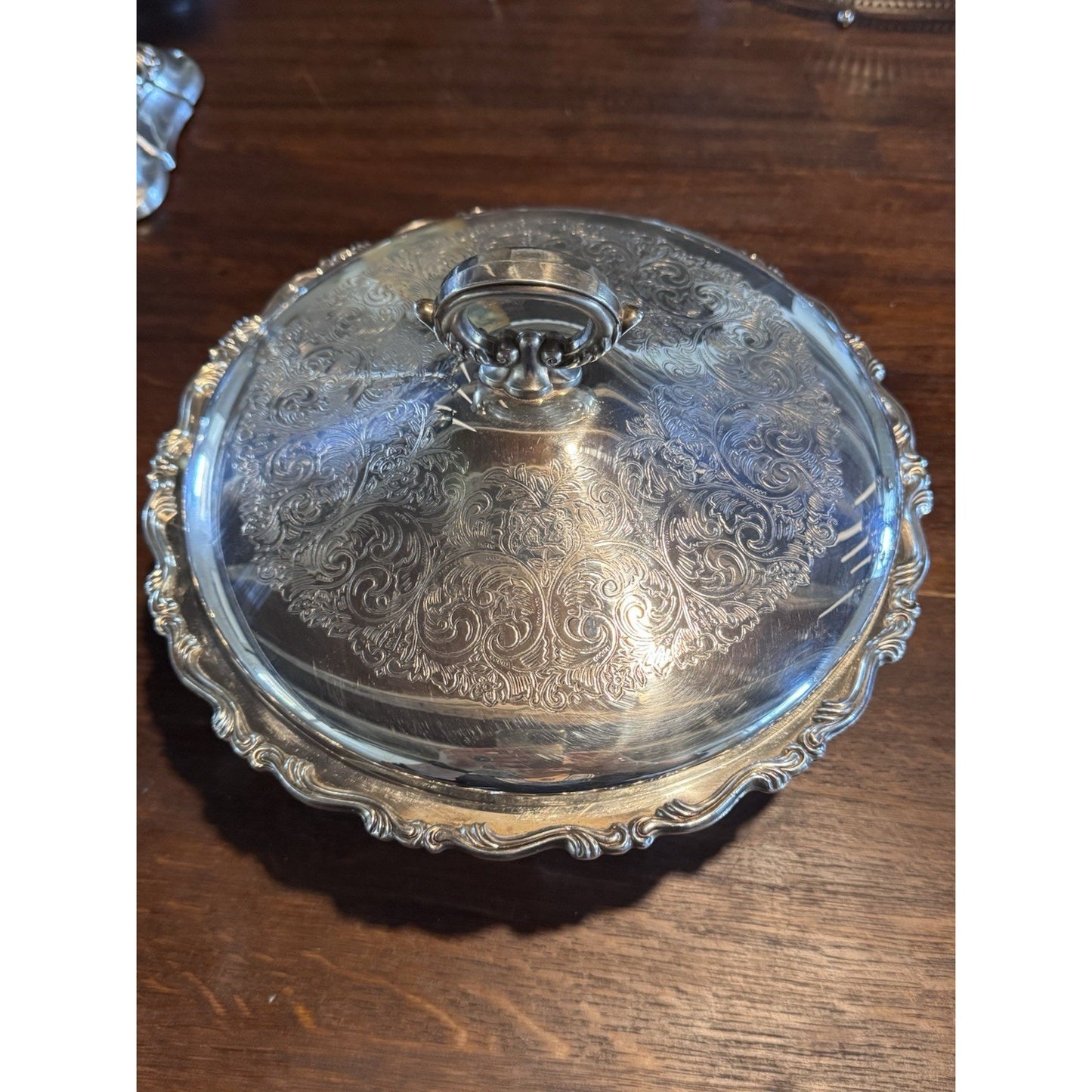 Silverplate Footed Bowl WM Rogers Covered Serving Dish Pyrex 1.5 Qt VINTAGE
