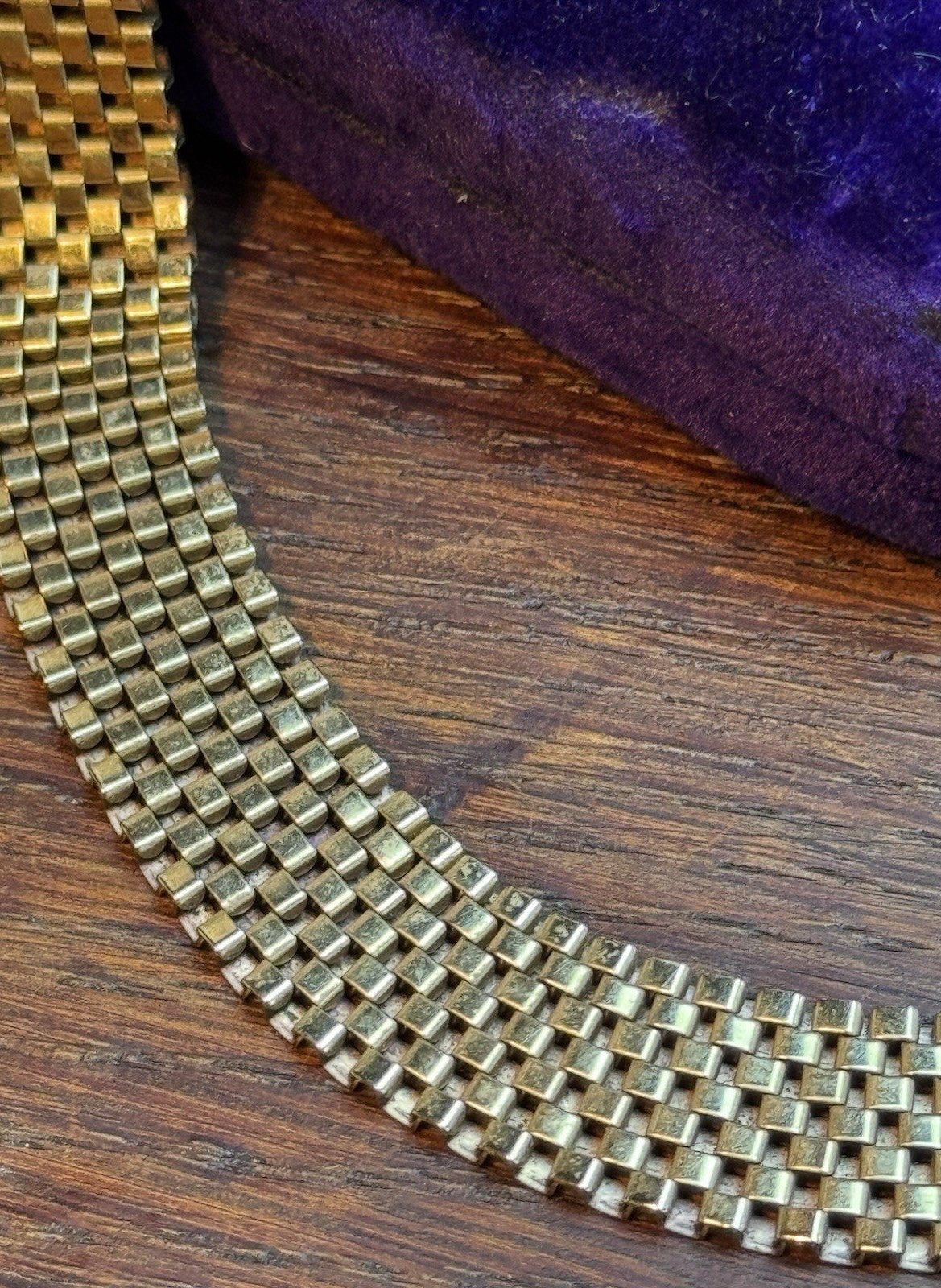 Vintage Whiting & Davis Goldtone Mesh Necklace 14.5”