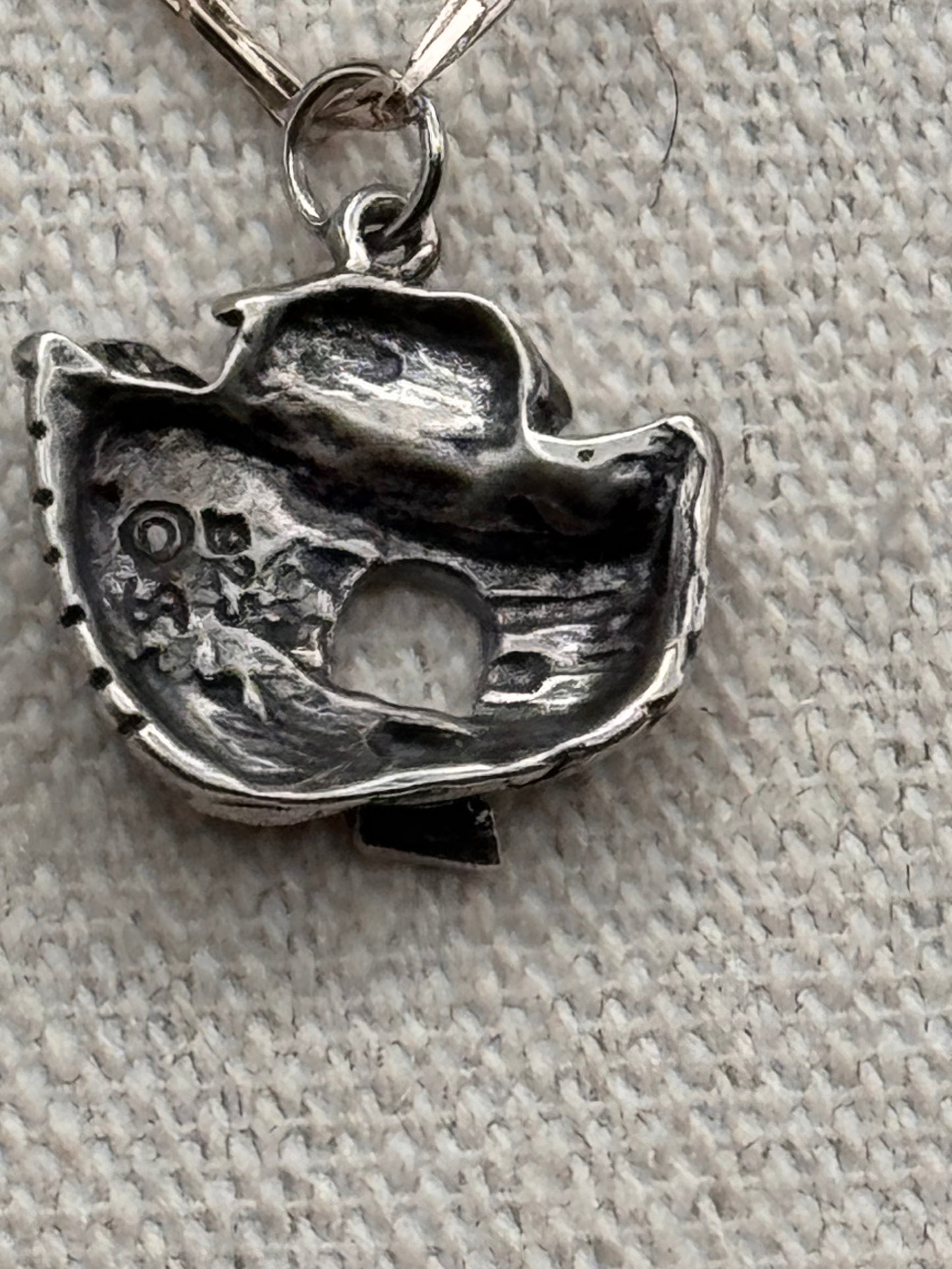 Vintage Sterling Noah’s Ark Pendant & Silver Tone Necklace 26”