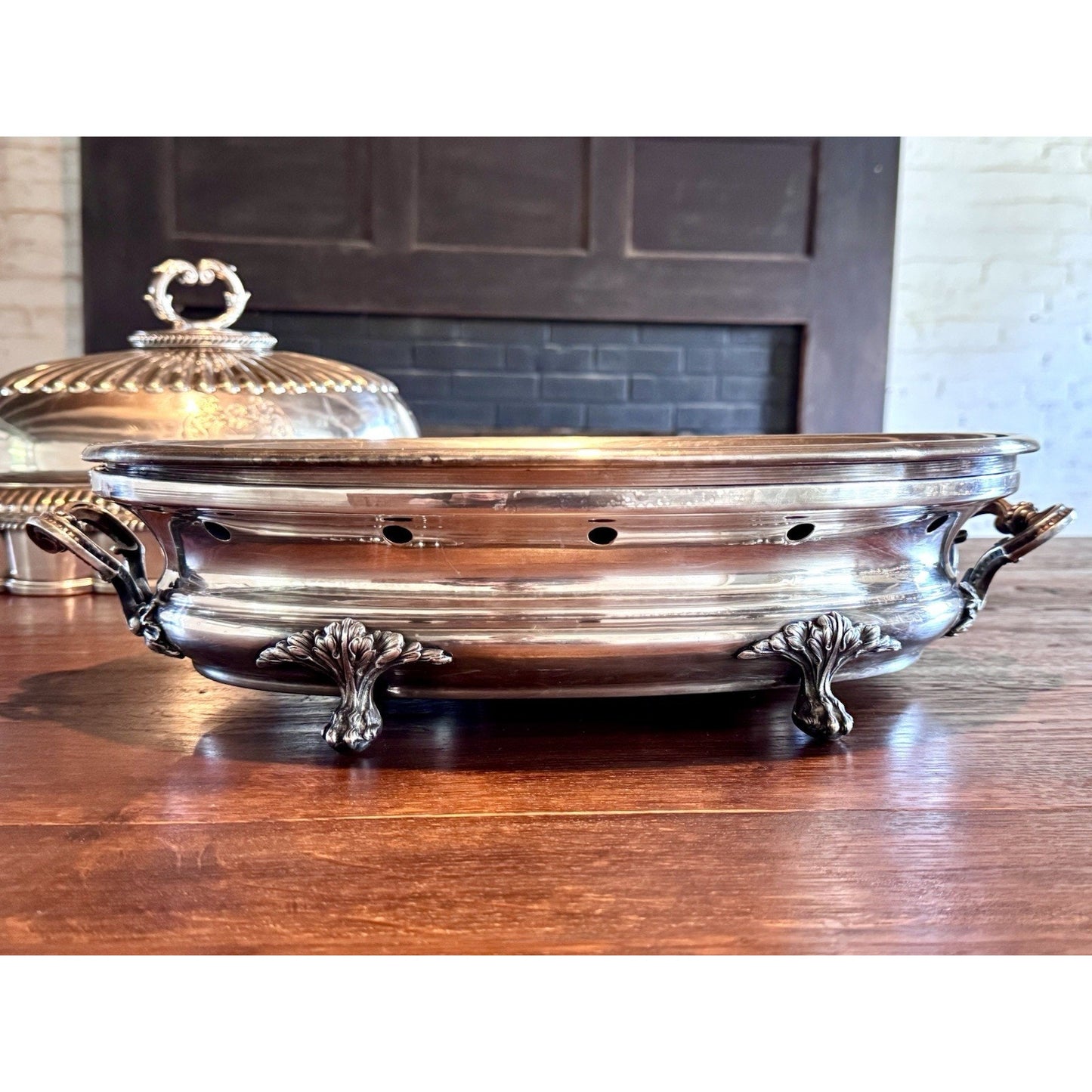 Antique French Silver Plate Entrée Warmer Footed CASSES & Cie
