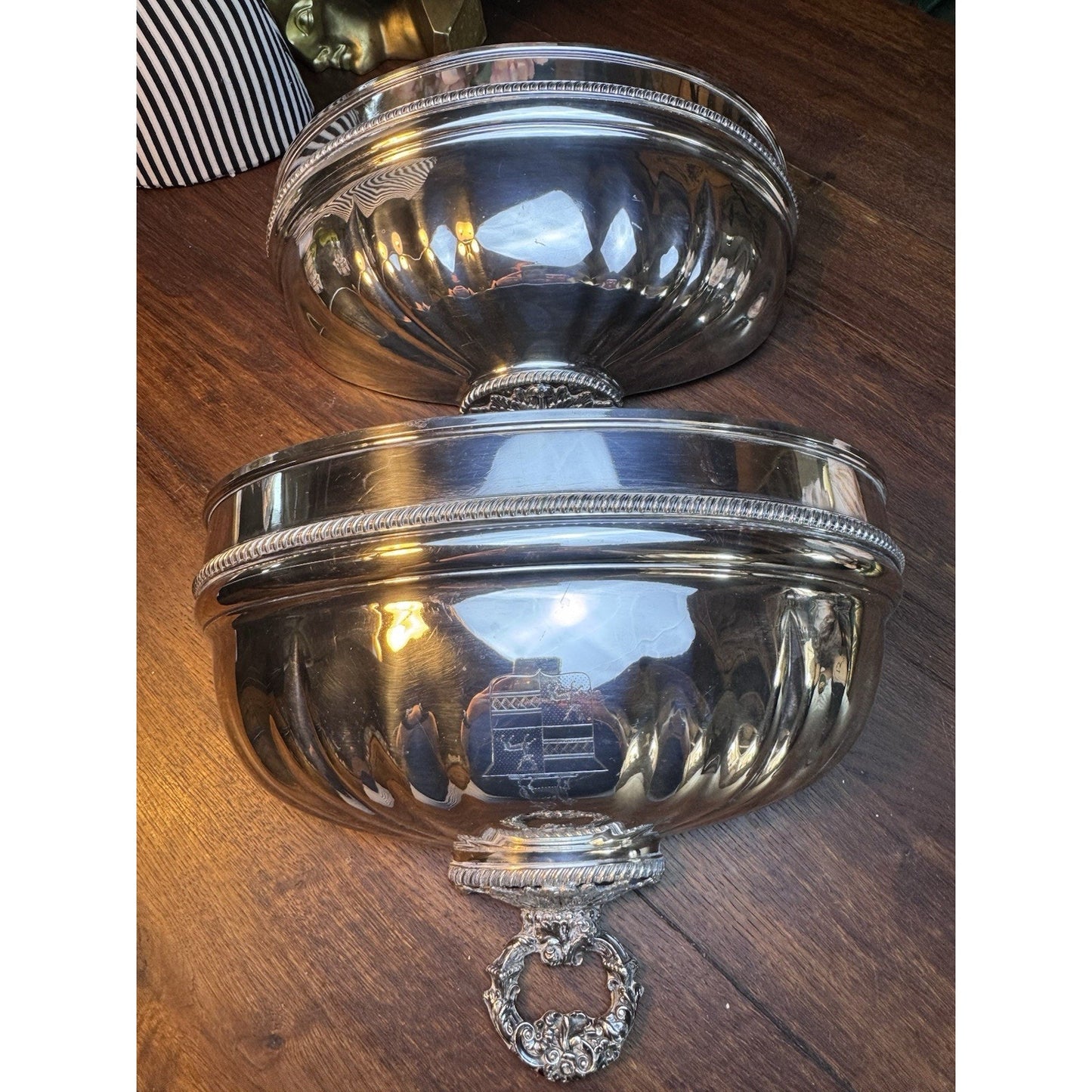 Vintage Silverplate Wall Sconces Pair Converted Sheffield Meat Dome 16”