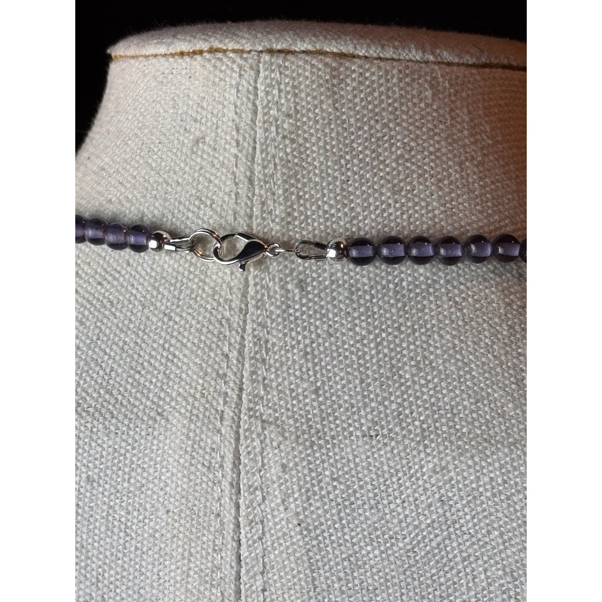 Art Deco Czech Purple Glass Crystal Bead Necklace Restrung 27.5” Vintage