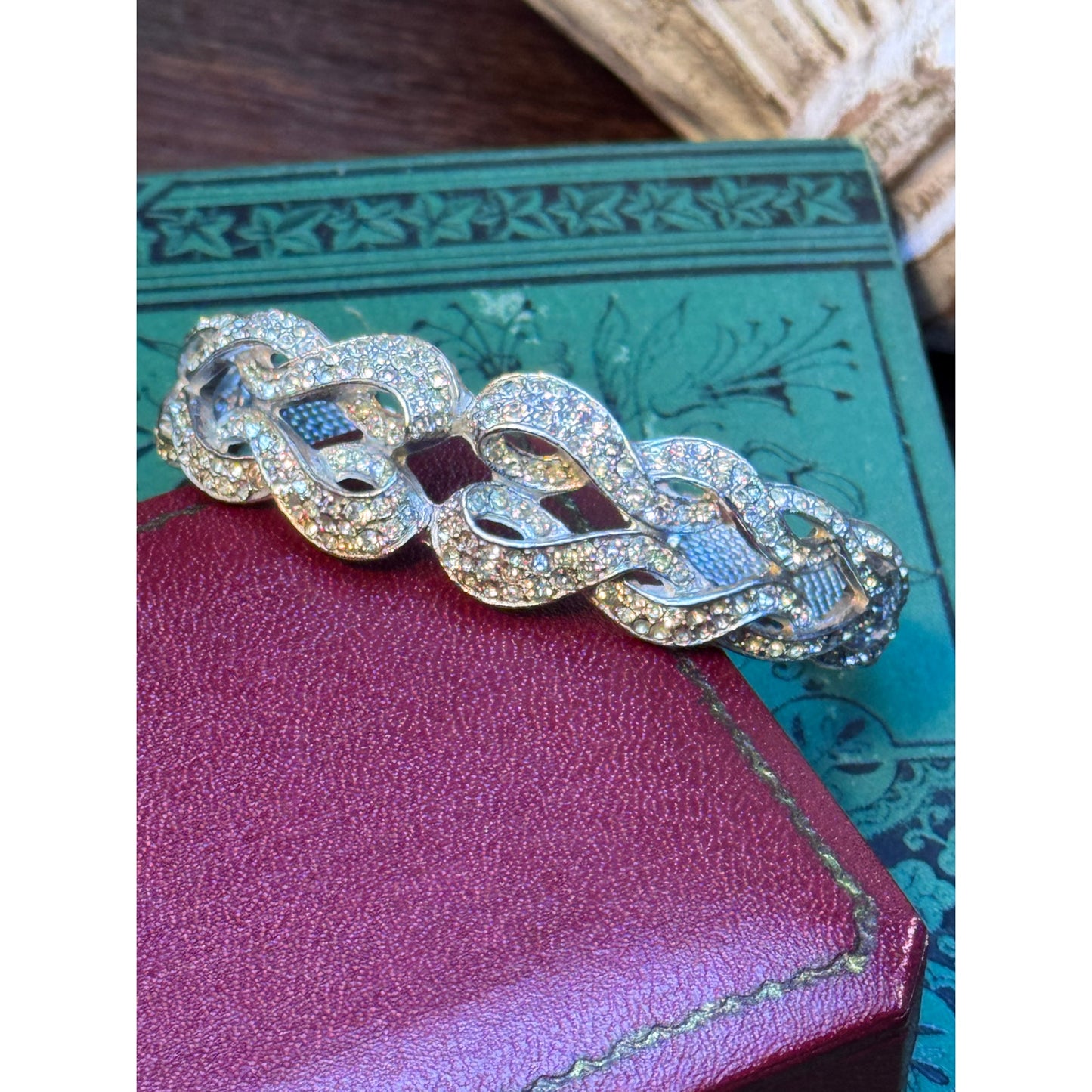 Vintage Silvertone Bracelet Beltstyle Buckle Design 6.25"