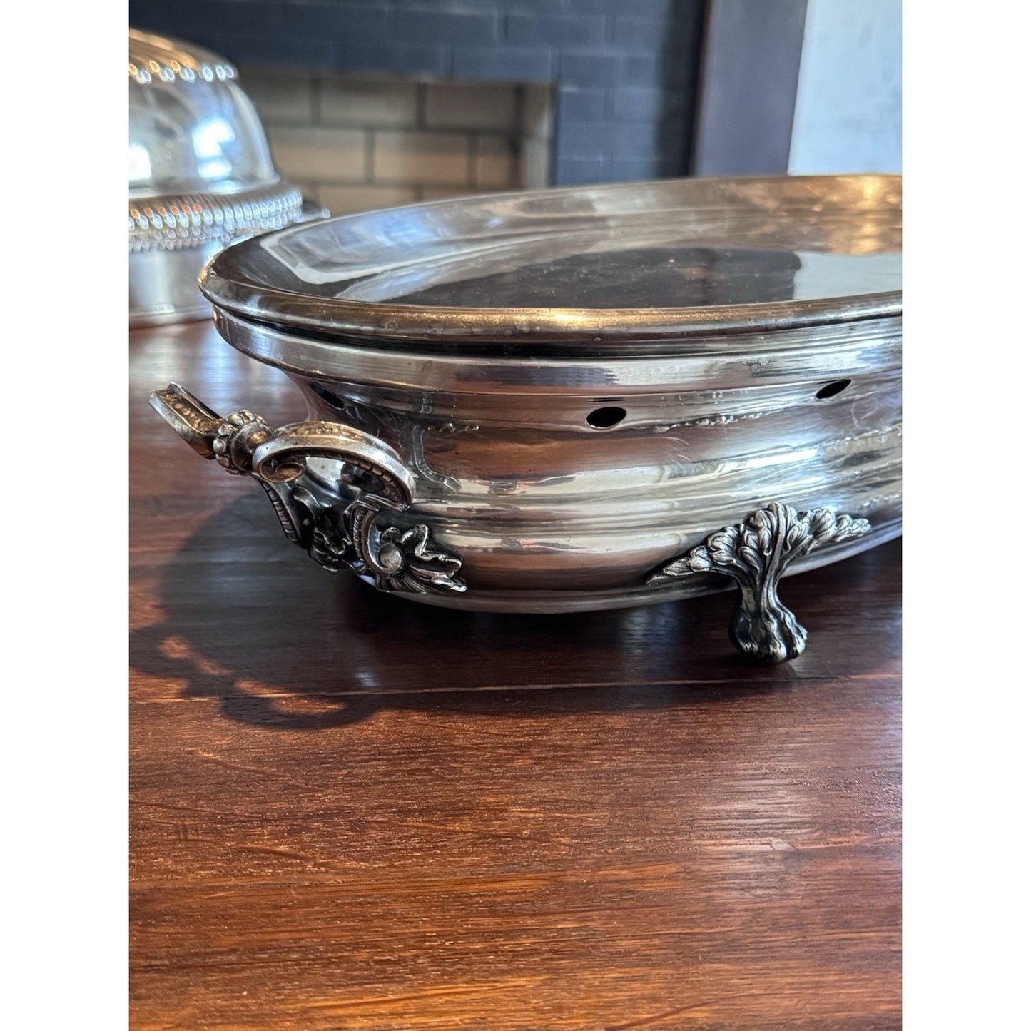 Antique French Silver Plate Entrée Warmer Footed CASSES & Cie