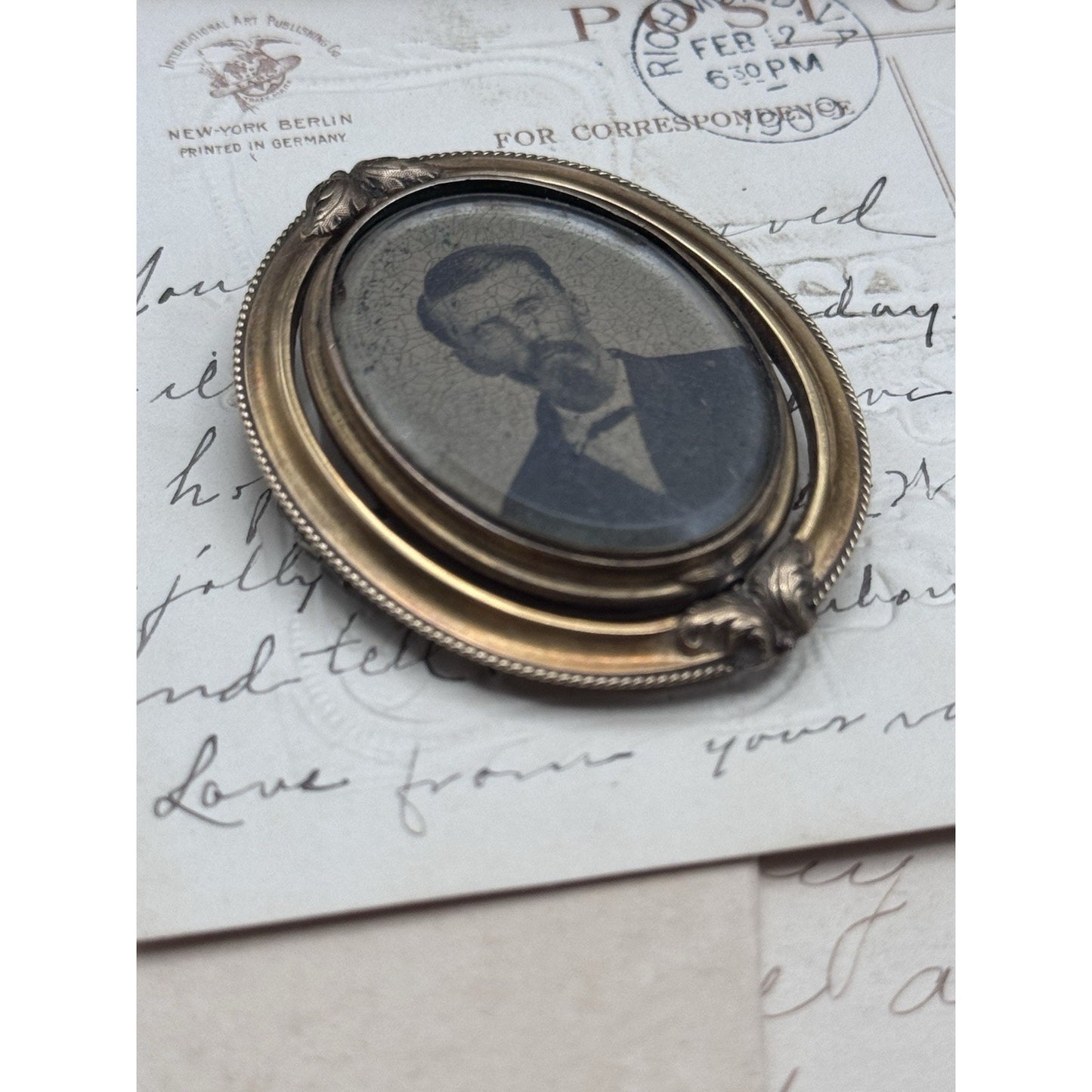 Victorian Gold Filled Mourning Brooch Swivel Hair Photo Portrait 2” ANTIQUE