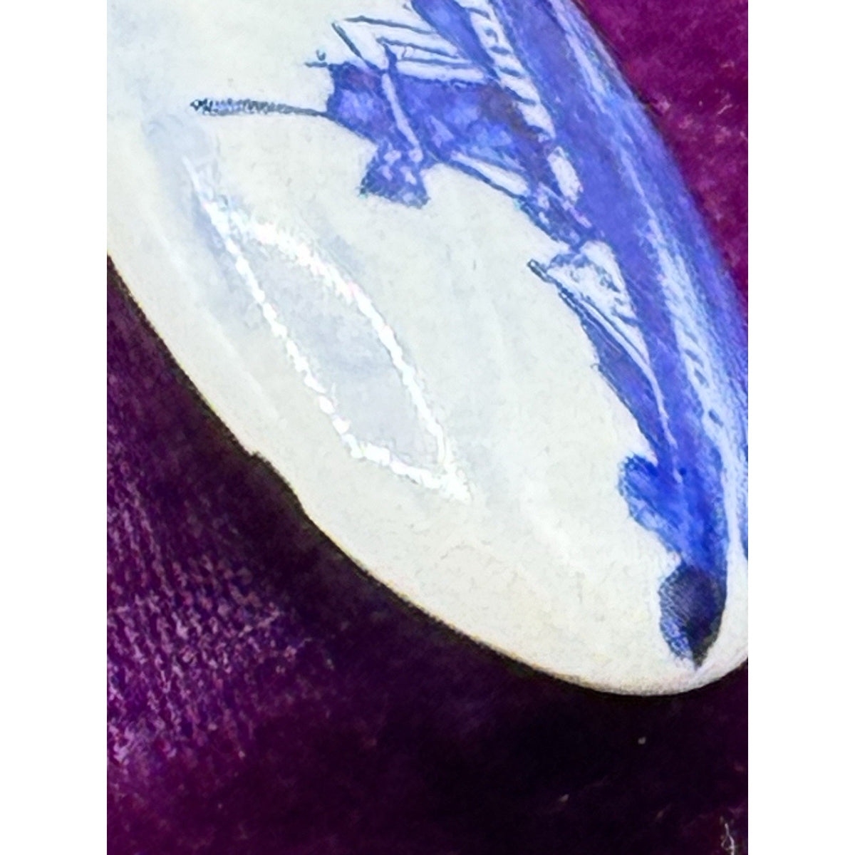 Vintage Brooch Delft Style Porcelain Windmill Landscape Holland 1.5” x .75”