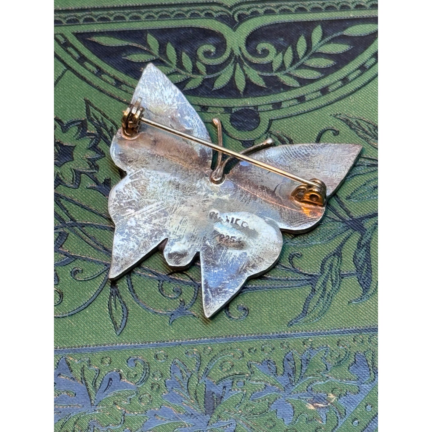 Sterling Butterfly Brooch Abalone Mexico 925 Iridescent Shell 1.5"