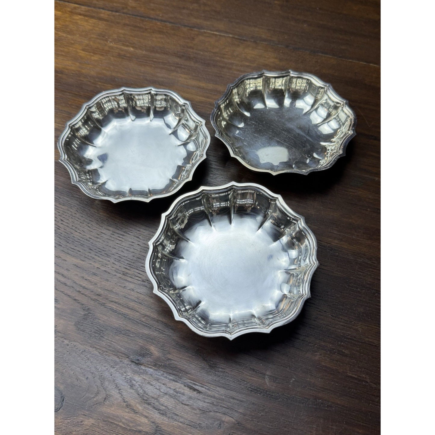 Silverplate Chippendale Nut Bowls Set of 3 International Silver 5.75”