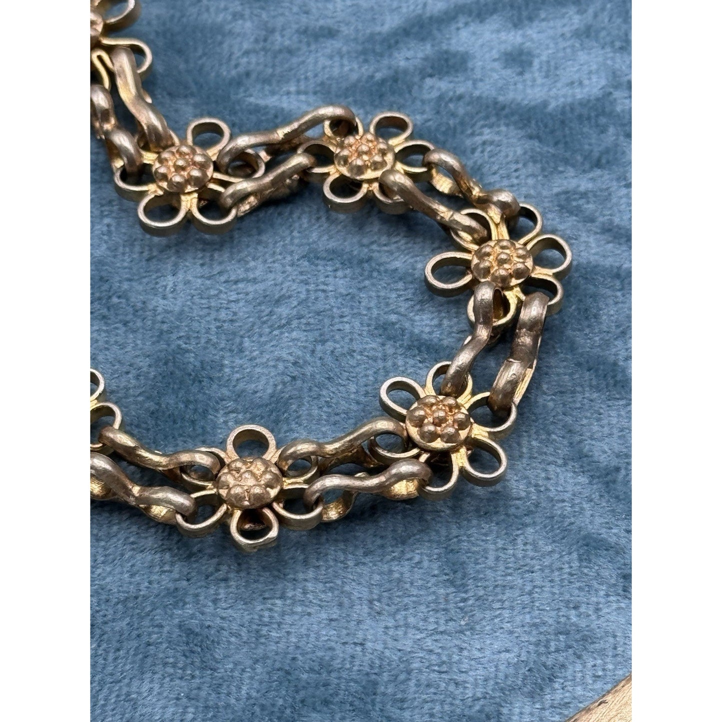 Antique Victorian Floral Link Watch Chain Rose Gold Filled T Bar Dog Clip