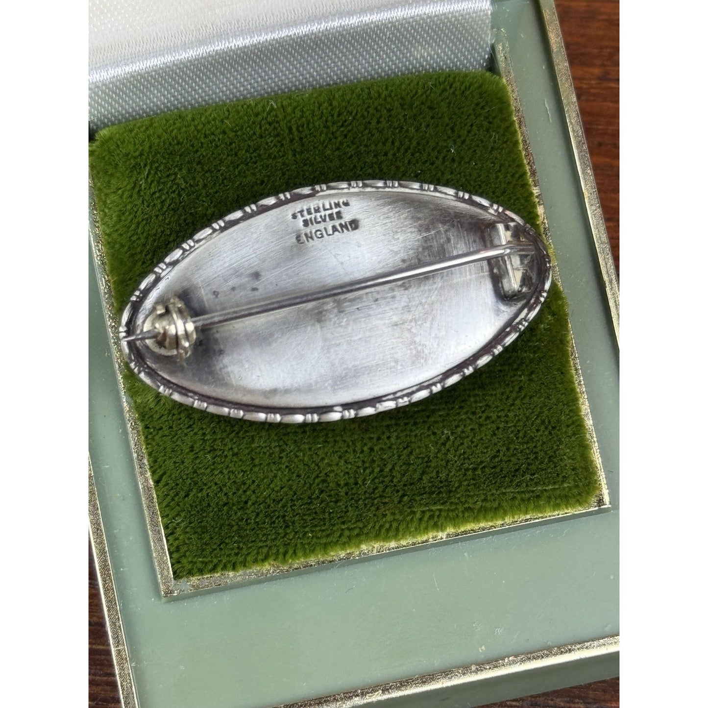 Vintage Sterling Morpho Butterfly Wing Brooch England 1.75” Iridescent