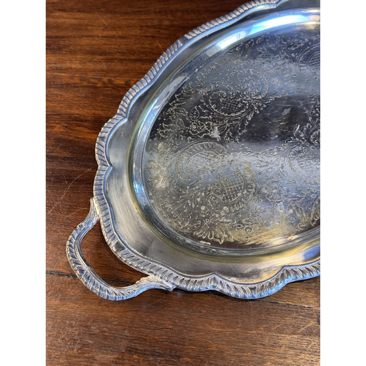 Silverplate Butler Tray F.B. Rogers Ornate Handled SHABBY Chic CONDITION 21”