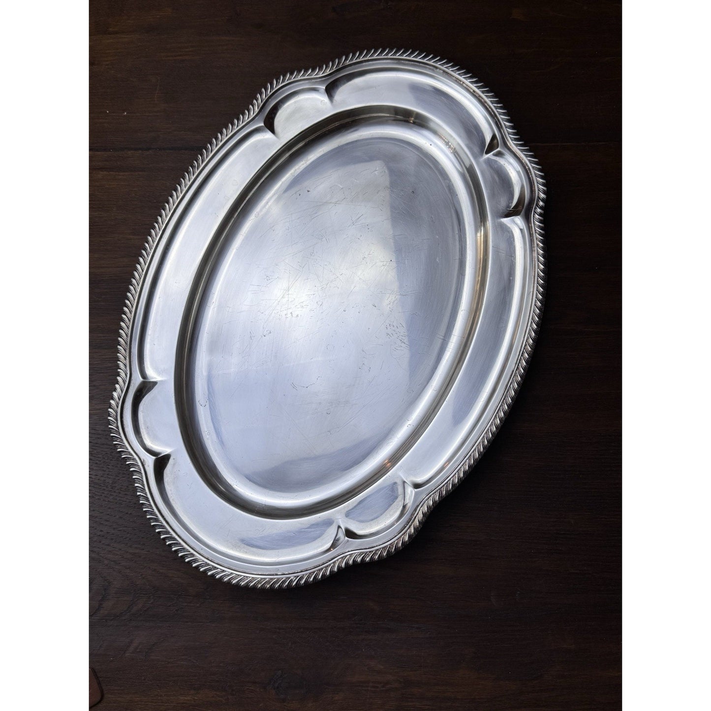 Silverplate Large Oval Serving Tray Rope Edge 18.25” x 13” GORHAM