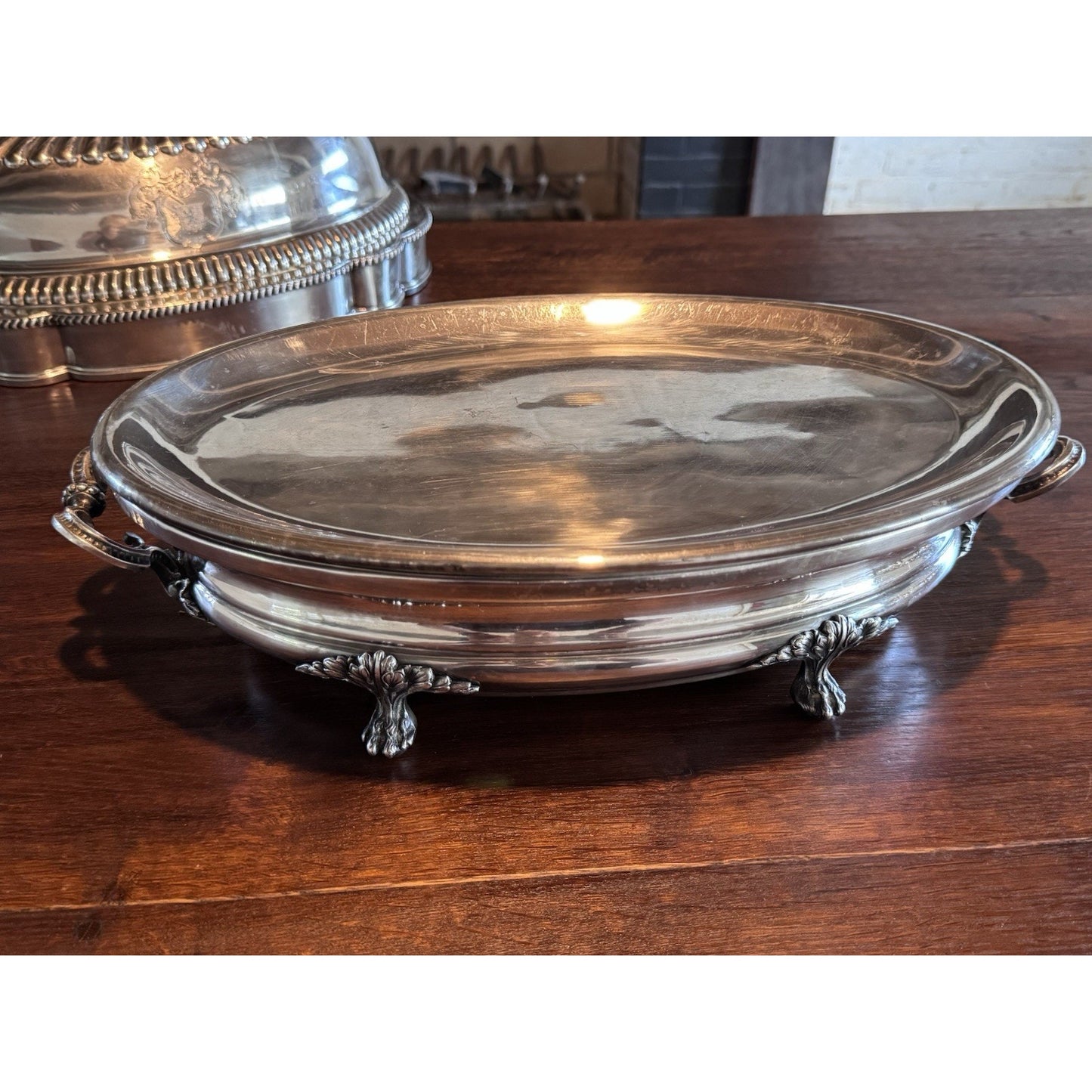 Antique French Silver Plate Entrée Warmer Footed CASSES & Cie