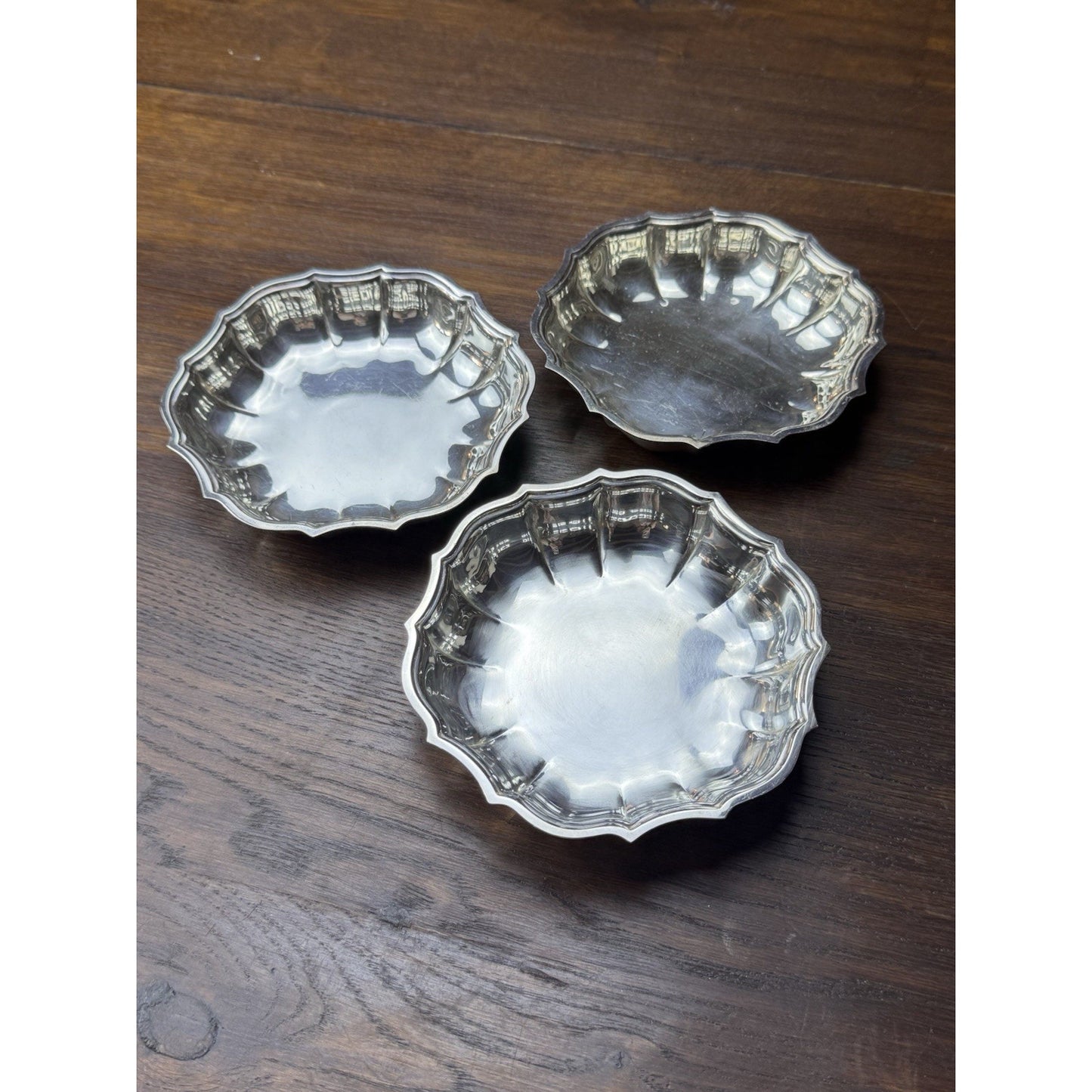 Silverplate Chippendale Nut Bowls Set of 3 International Silver 5.75”