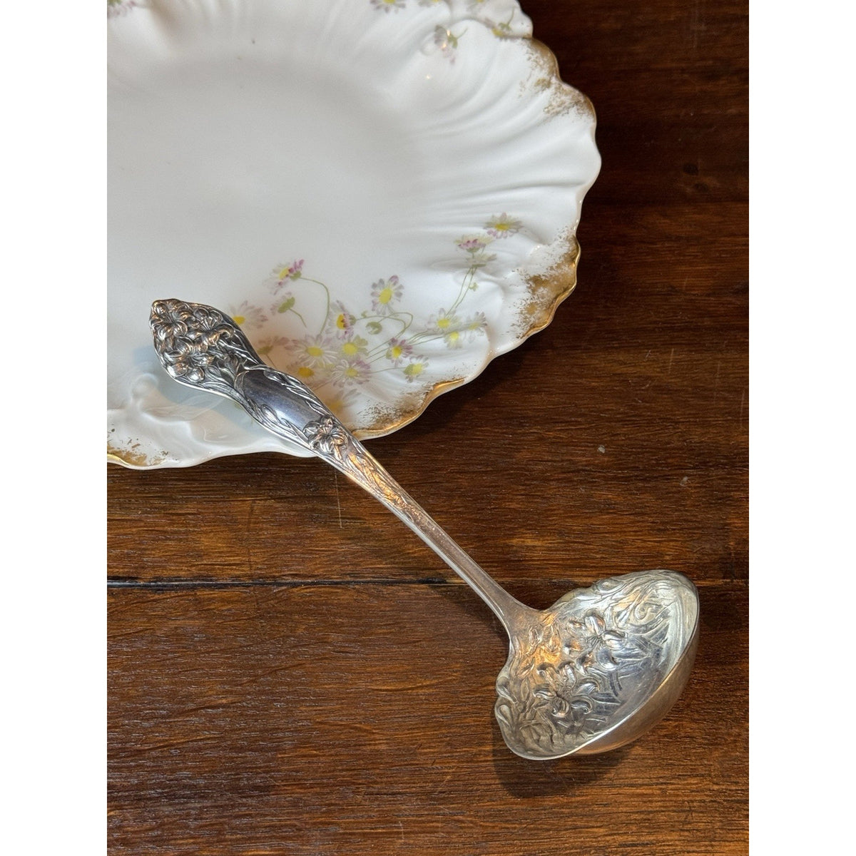 Silverplate Ladle Stratford Silver Co Art Nouveau Floral Antique 7”