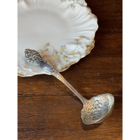 Silverplate Ladle Stratford Silver Co Art Nouveau Floral Antique 7”