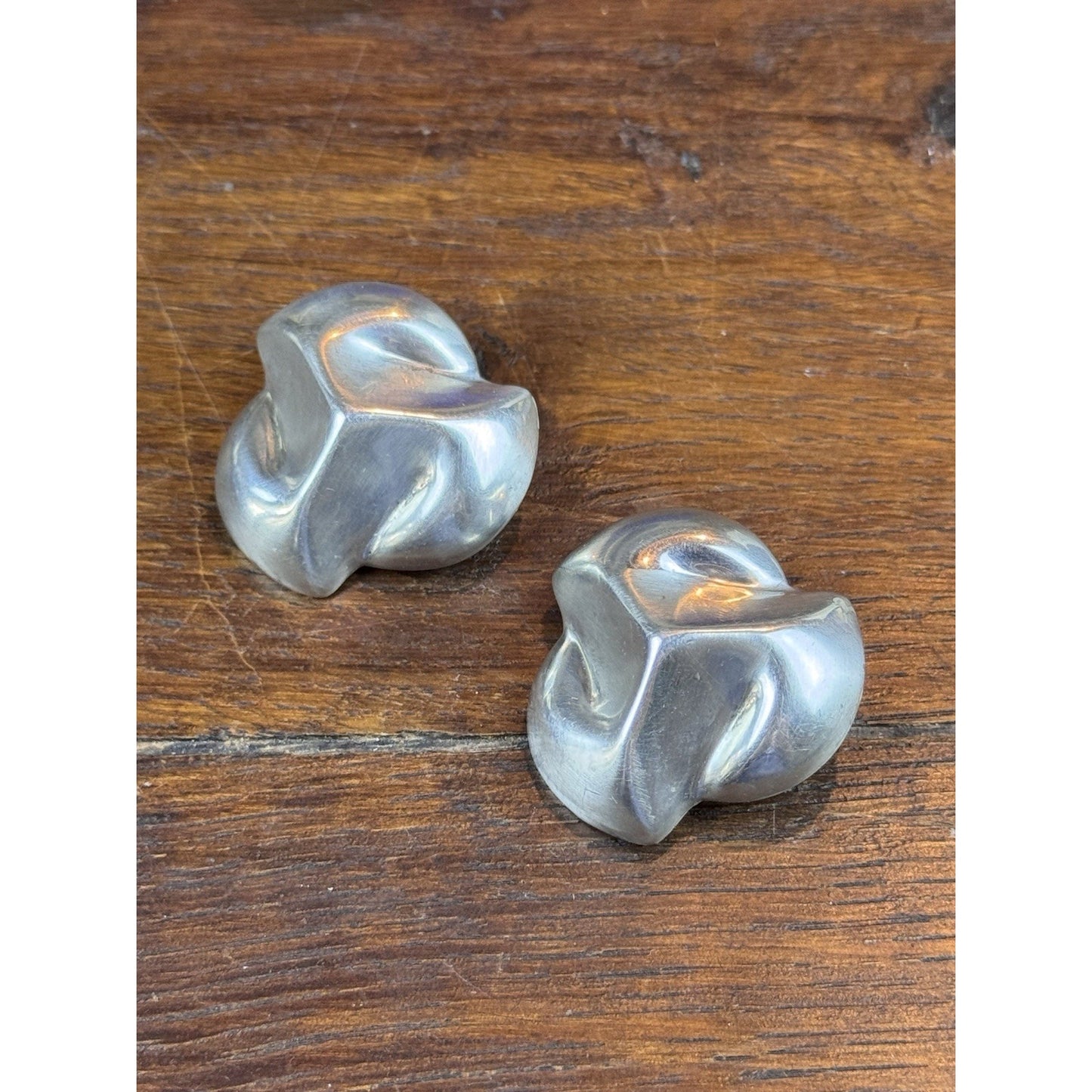Vintage Sterling Silver Mexico Clip Earrings Sculptural Modernist