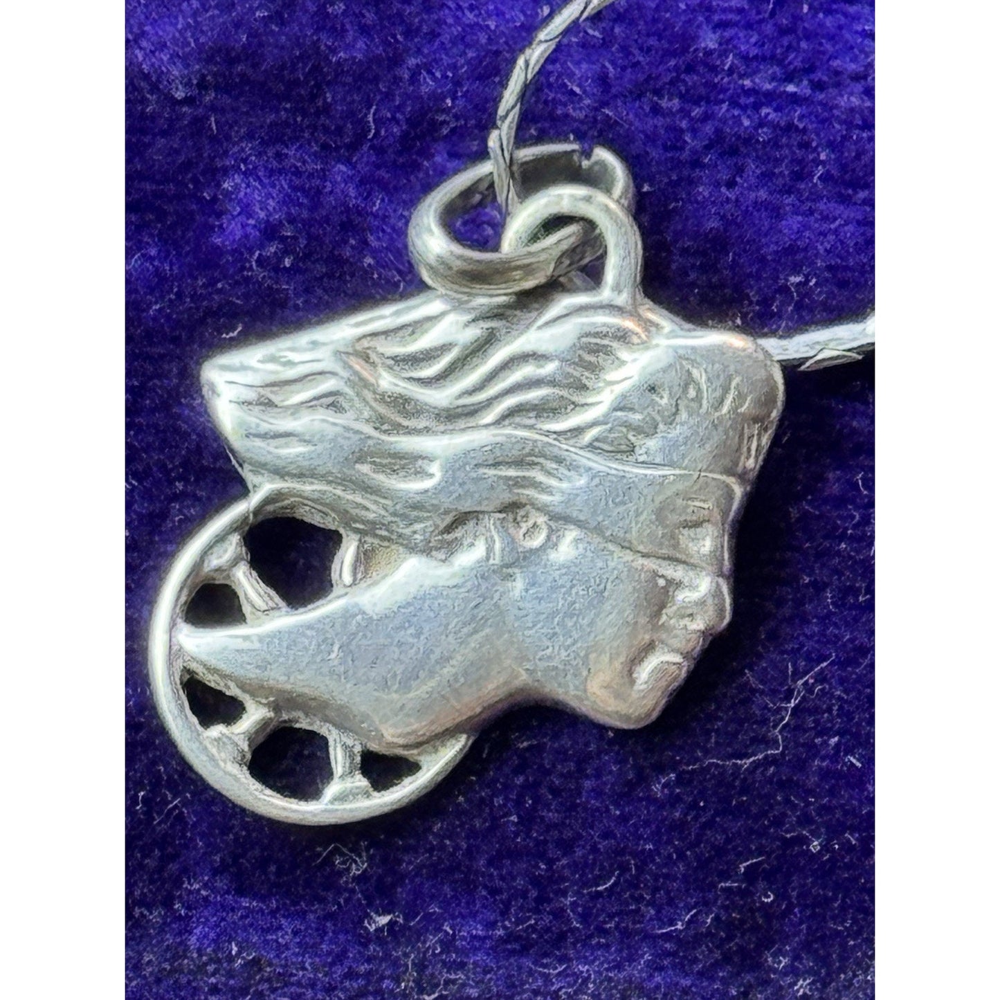 Art Nouveau Style Sterling Silver Woman Pendant Necklace 19.75” Italy 925 1”