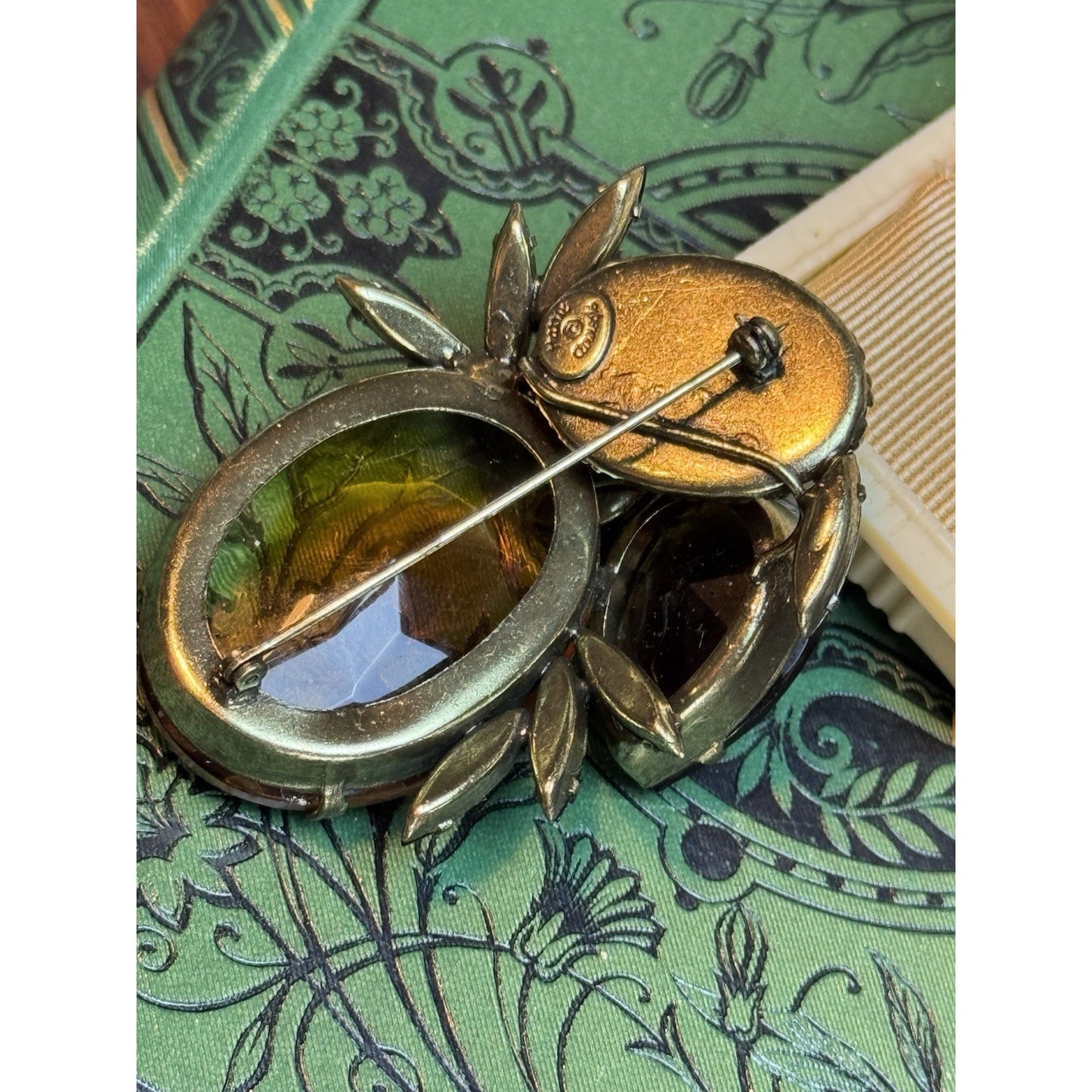 Hattie Carnegie Brooch Signed Vintage Statement Piece 2.25”
