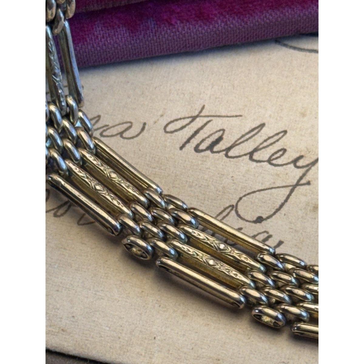 Vintage Gold Filled Gate Link Bracelet 7.5 Inches Engraved