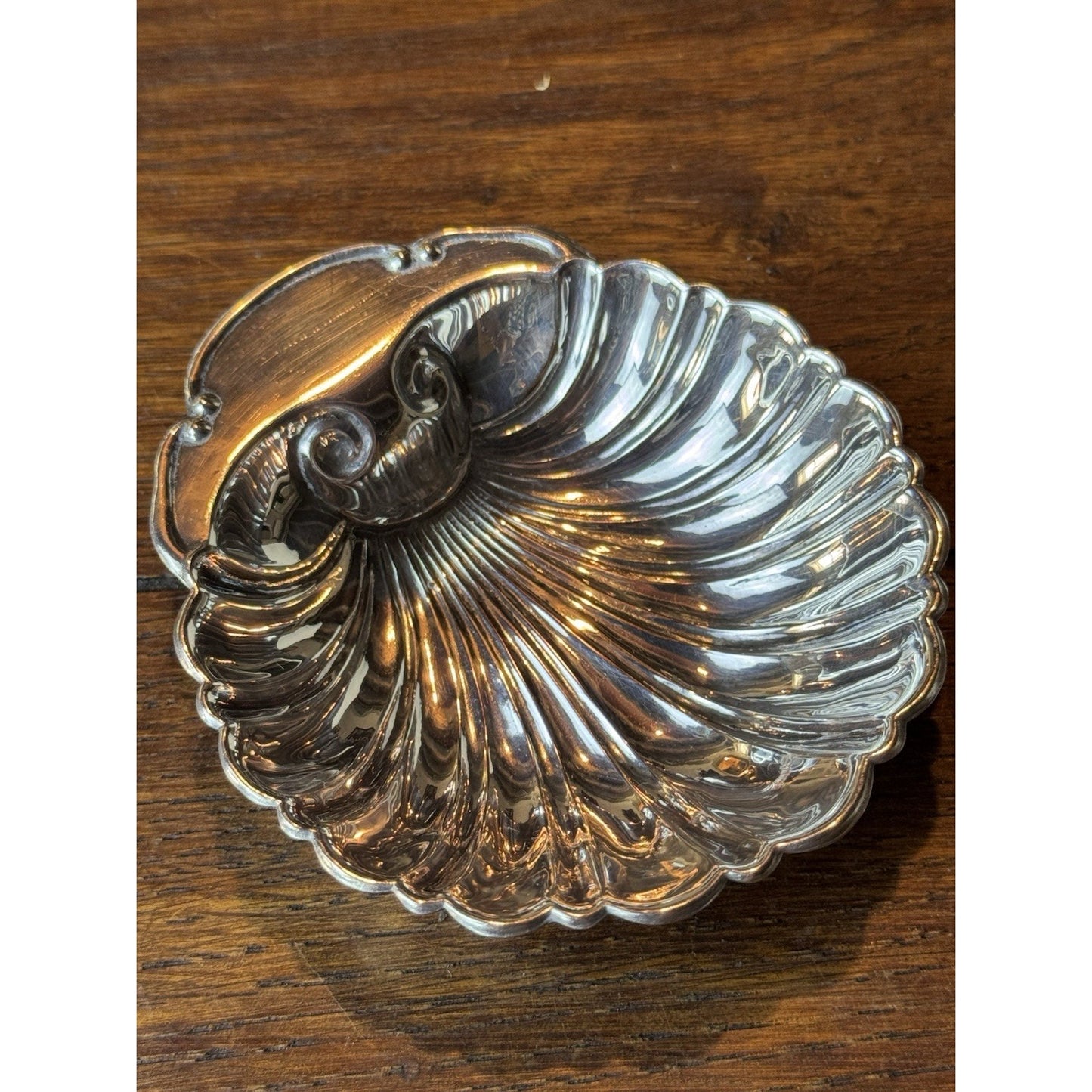 Vintage Silverplate Shell Trinket Dish Scallop Jewelry Catchall 3.5”