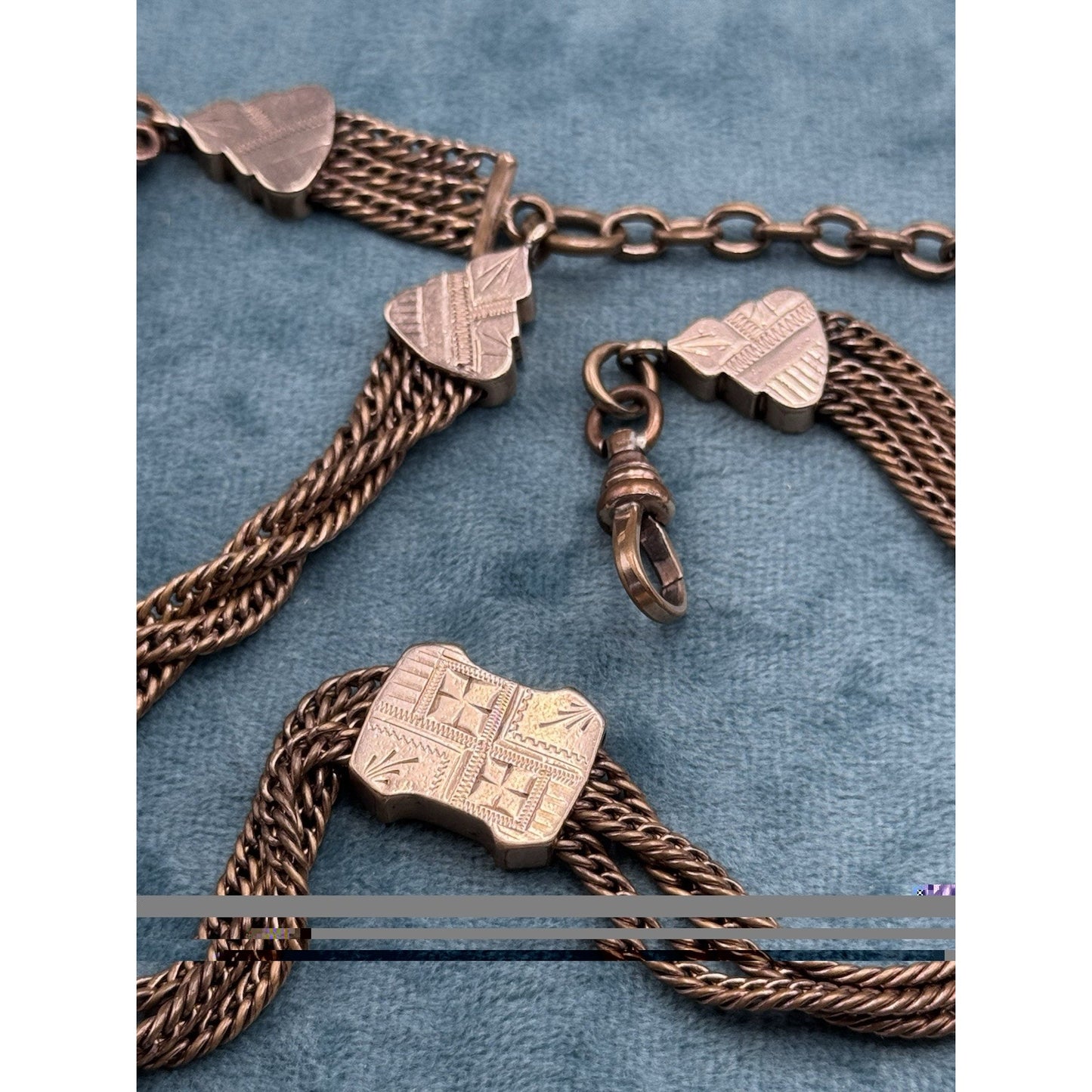 Antique Victorian Gold Filled Double Albert Pocket Watch Chain Fob PMG Mono