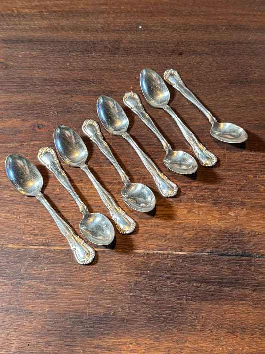 Silver Plate Demitasse Spoons Set 8 Wheatley Brothers 4.5” Antique