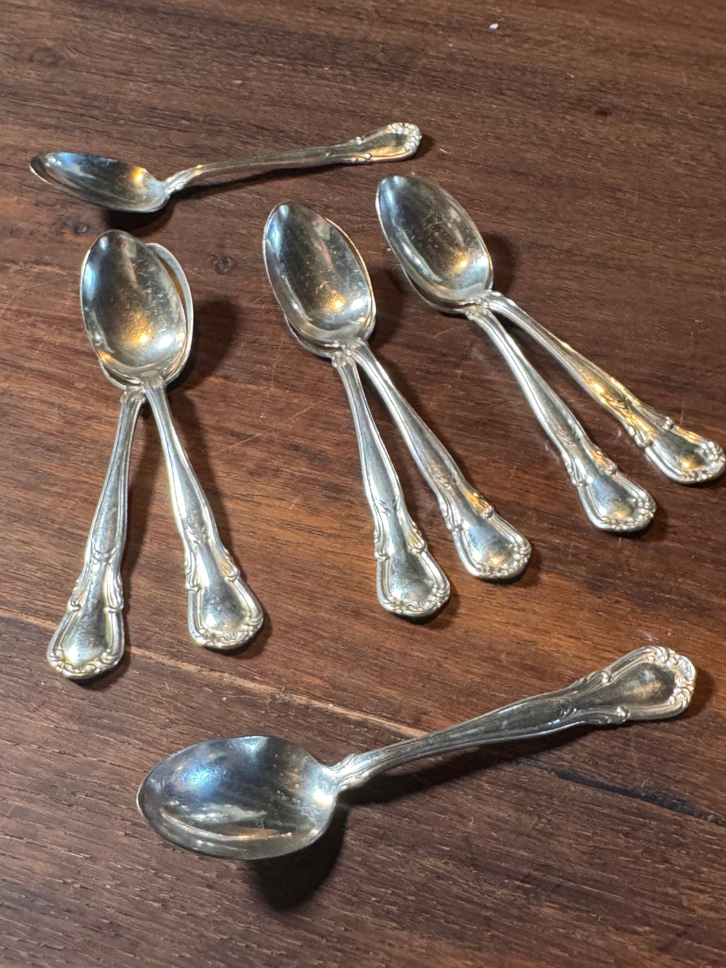 Silver Plate Demitasse Spoons Set 8 Wheatley Brothers 4.5” Antique