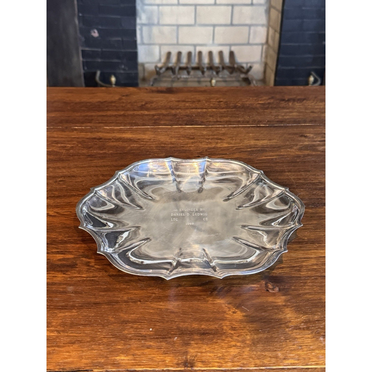 Silverplate Tray Chippendale Style Military Presentation 1968 10.5”