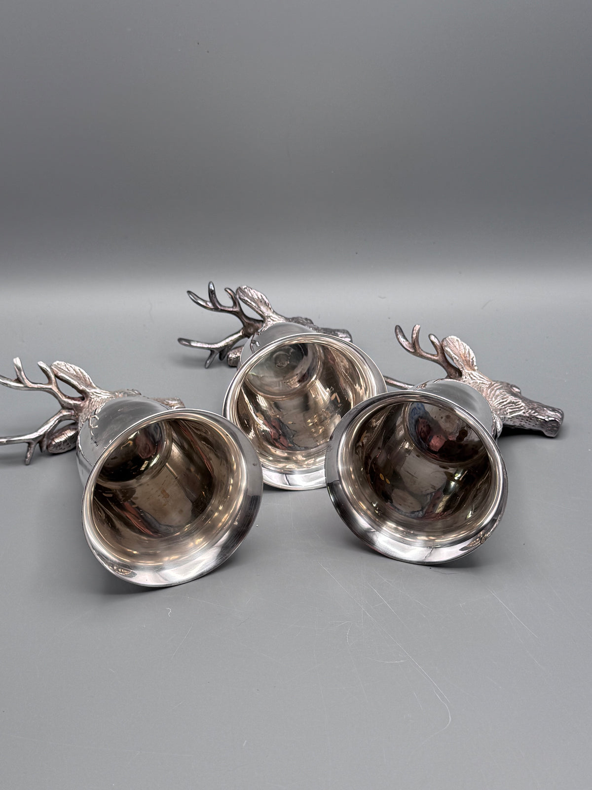 1 x Vintage Stag Head Stirrup Cup Goblet Silverplate Hunting Barware Shabby Old Money Style