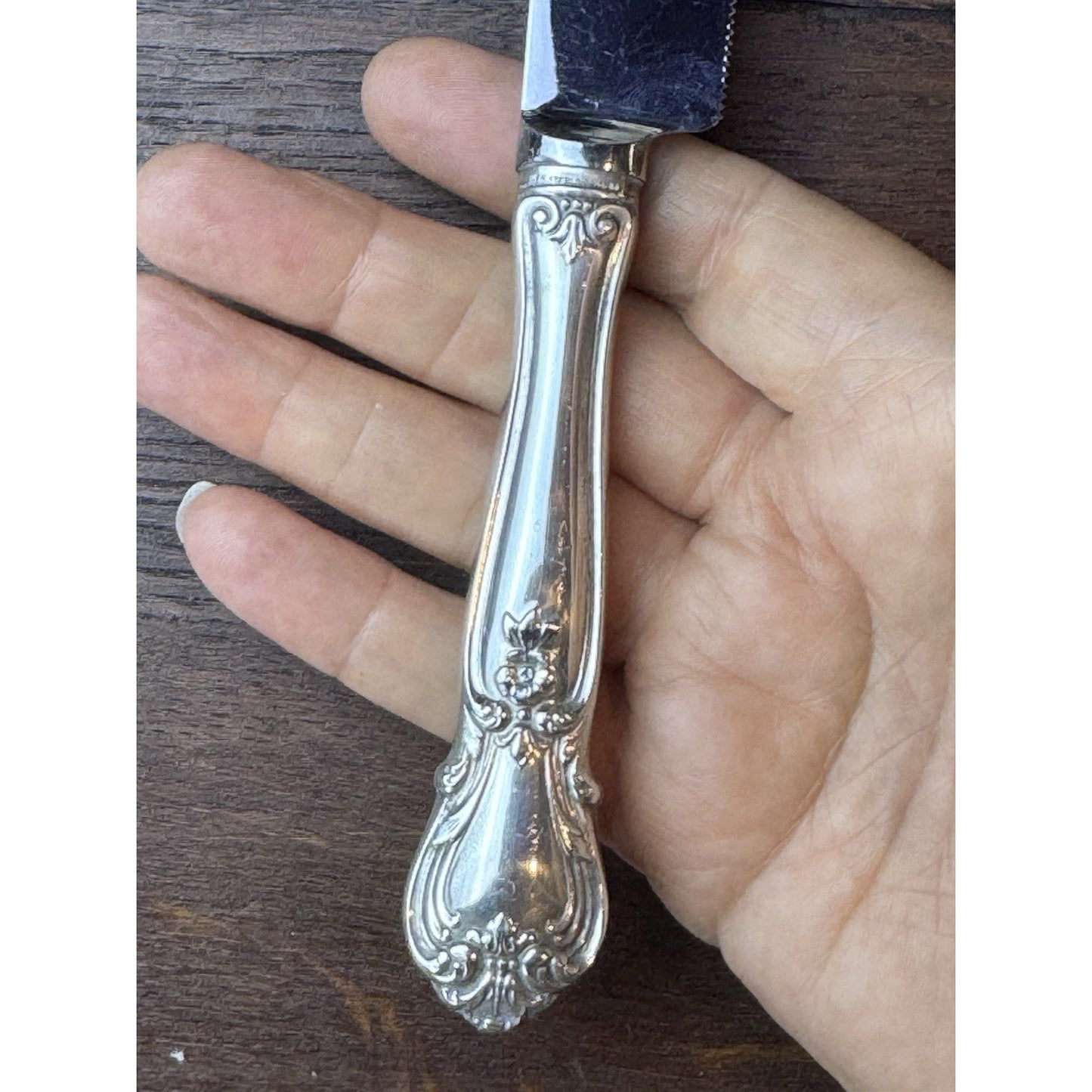 Vintage Sheffield Cake Pie Knife Sterling Handle Stainless Blade 12”