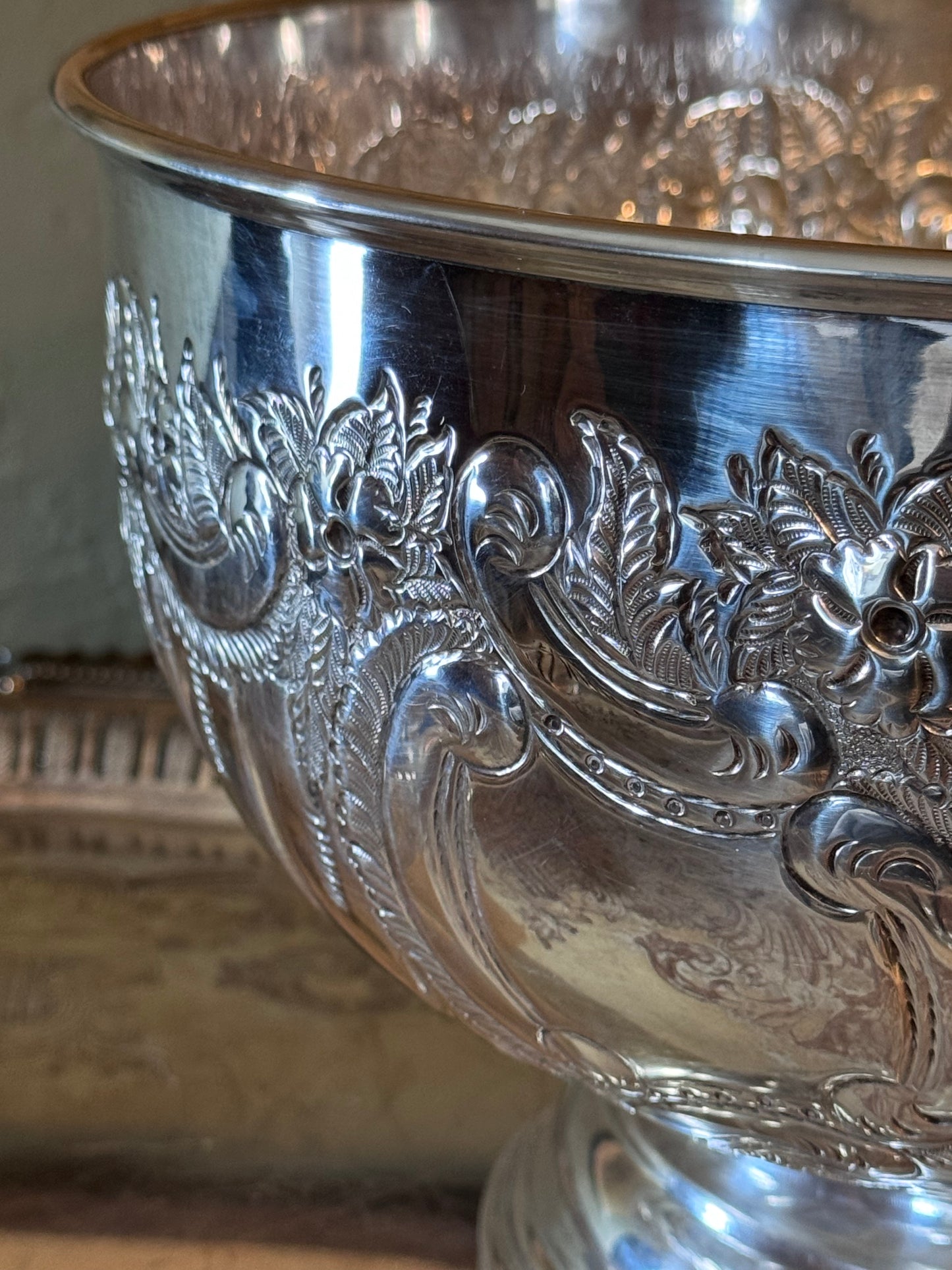 Sheffield IFS Silverplate Punch Bowl 12.25” Vintage English Serving Bowl Made in England