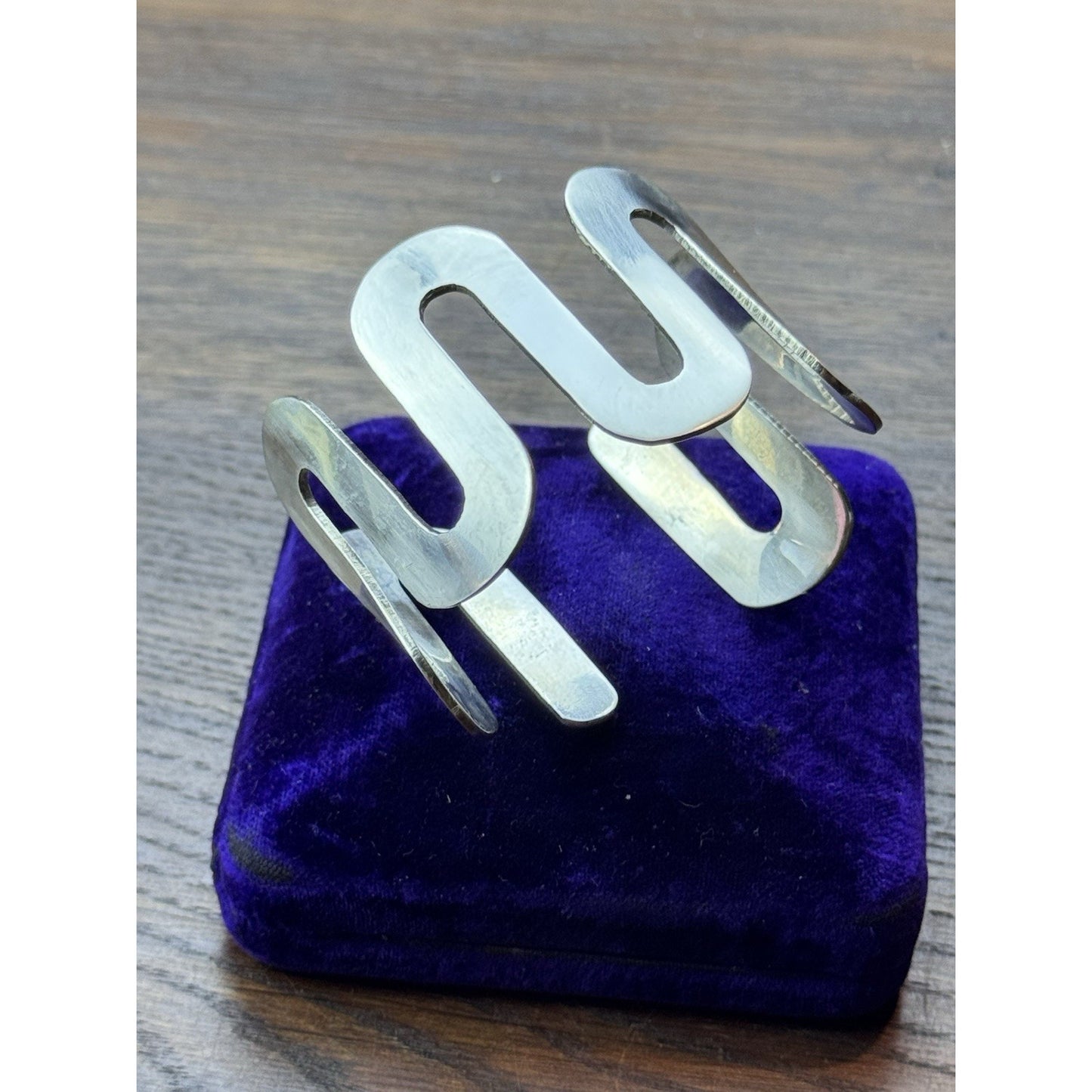 Charles Albert Cuff Bracelet Sterling Silver Modernist Sculptural 7” 57.9g