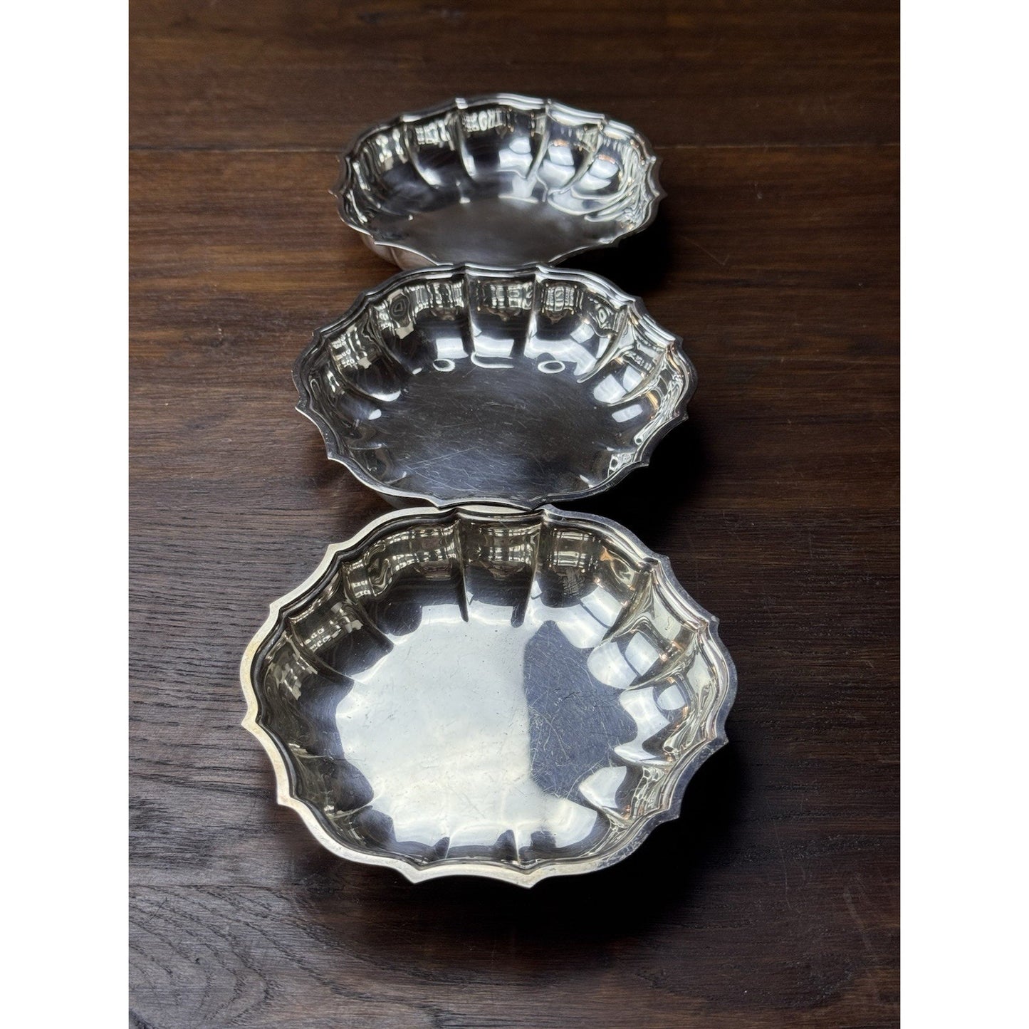 Silverplate Chippendale Nut Bowls Set of 3 International Silver 5.75”